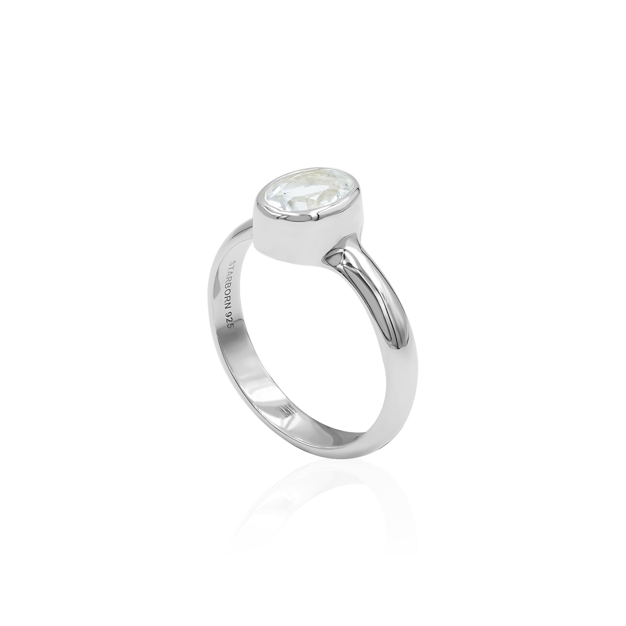 Starborn Goshenite Oval Faceted Ring in Fine Sterling Silver