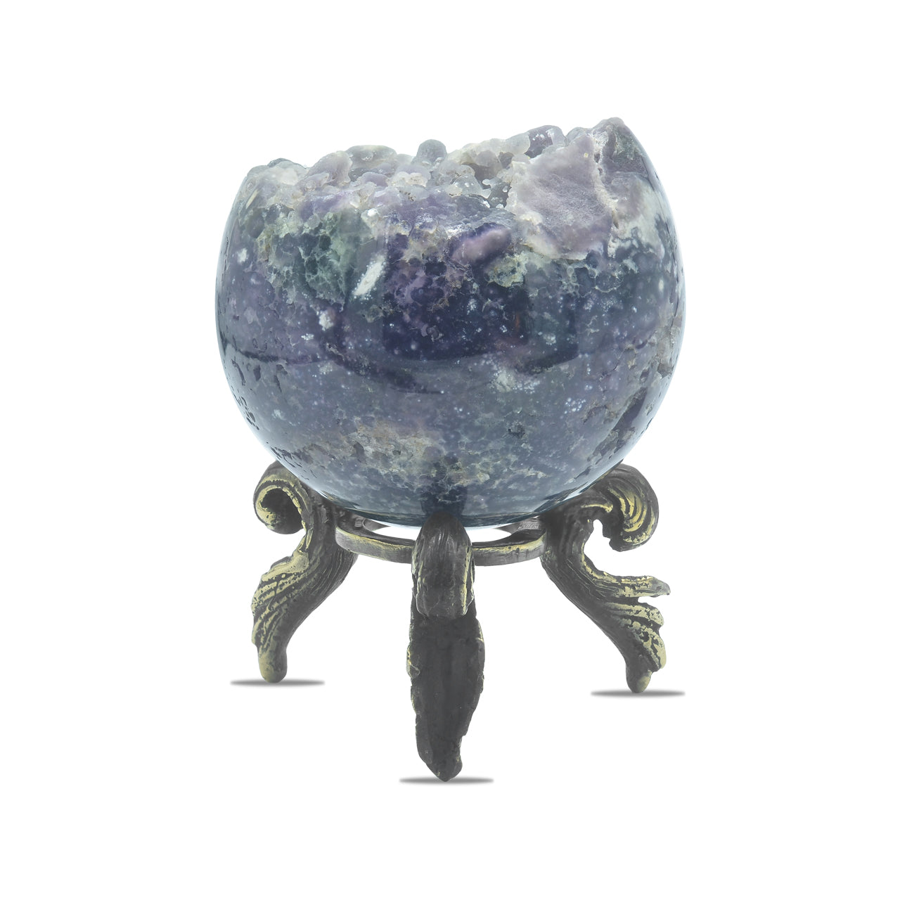 Starborn Grape Chalcedony Display Sphere with Brass Stand