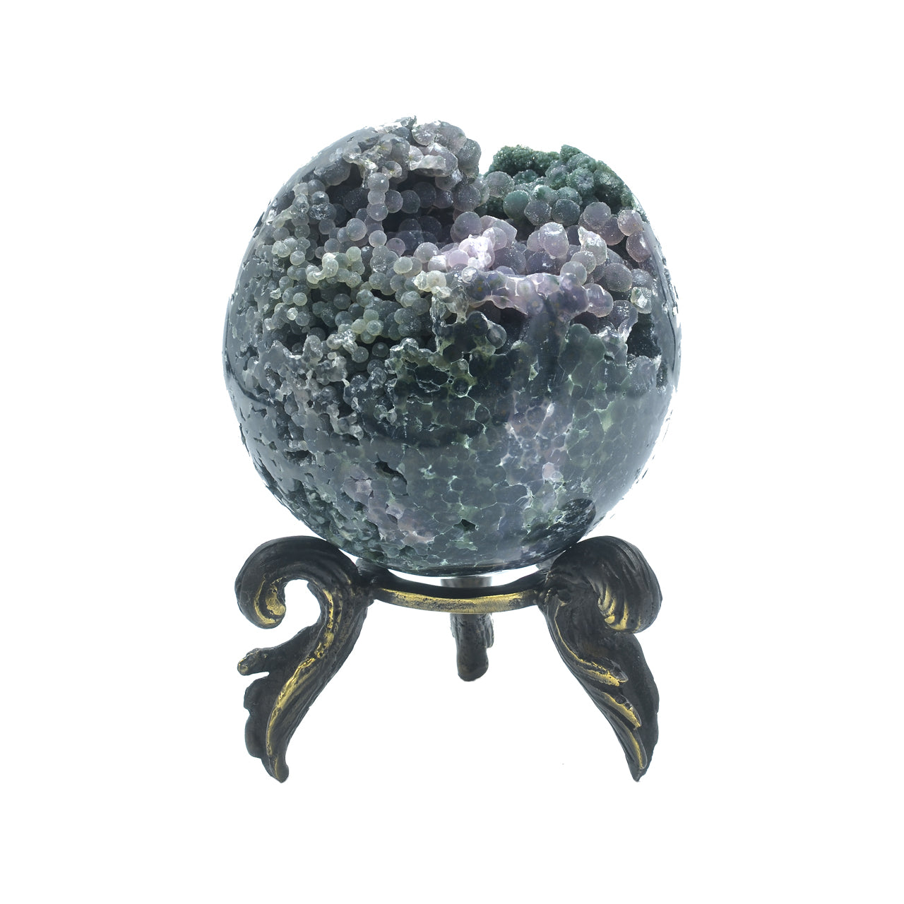 Starborn Grape Chalcedony Display Sphere with Brass Stand