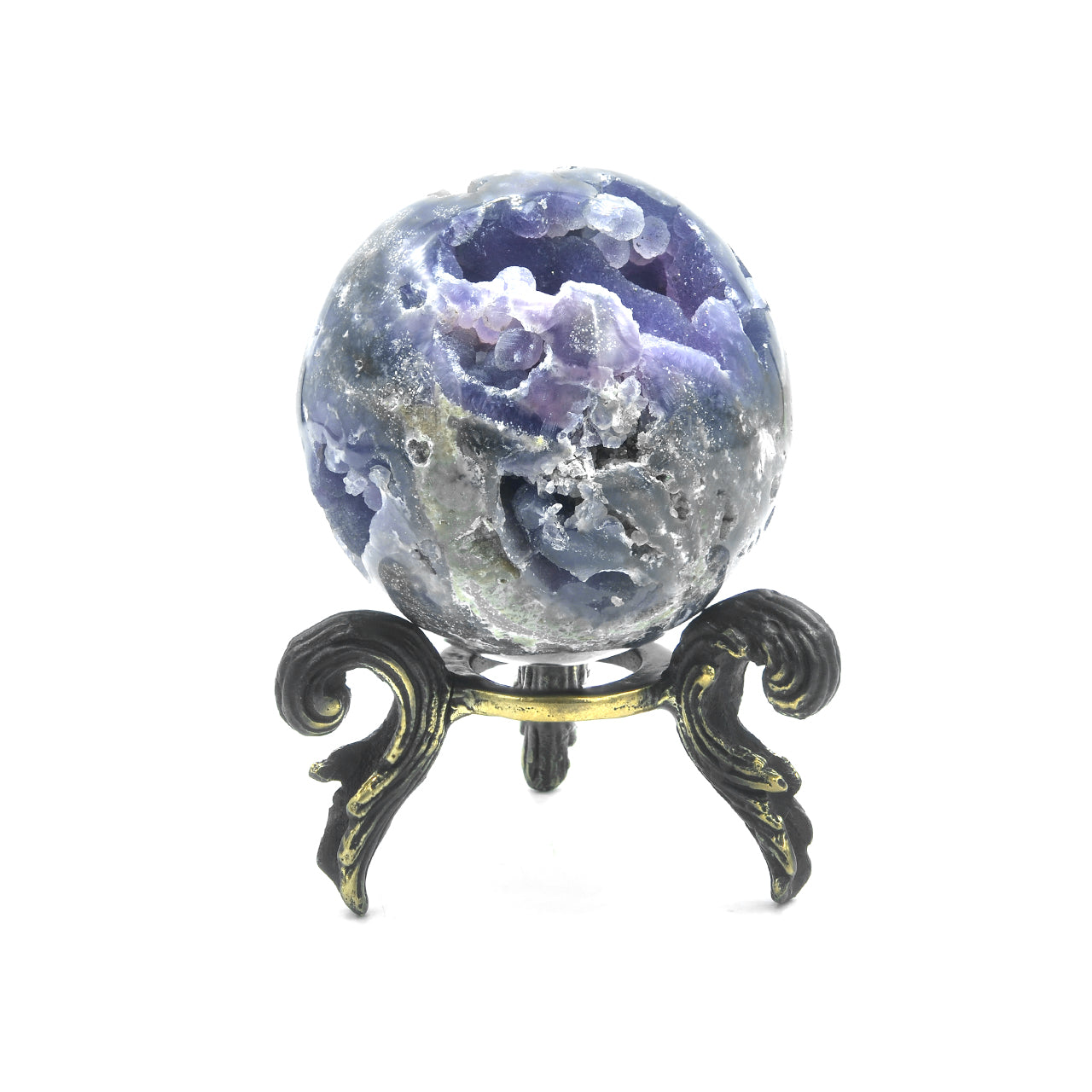 Starborn Grape Chalcedony Display Sphere with Brass Stand