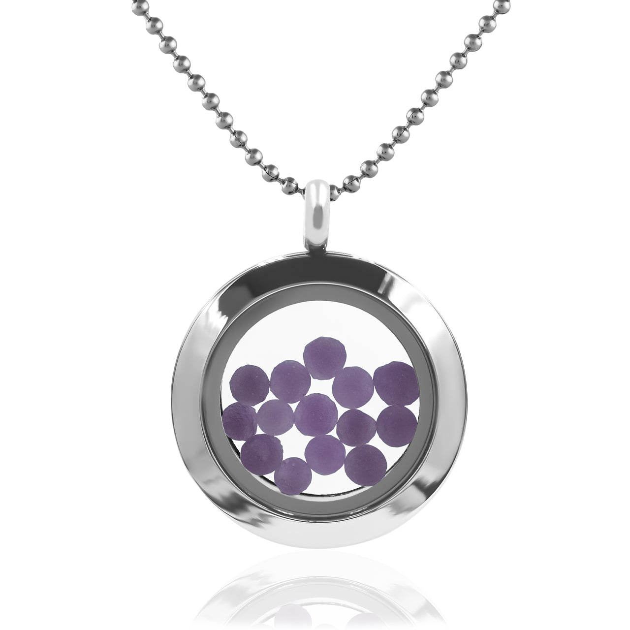 Starborn Gemstone Window Pendant Necklace in Stainless Steel