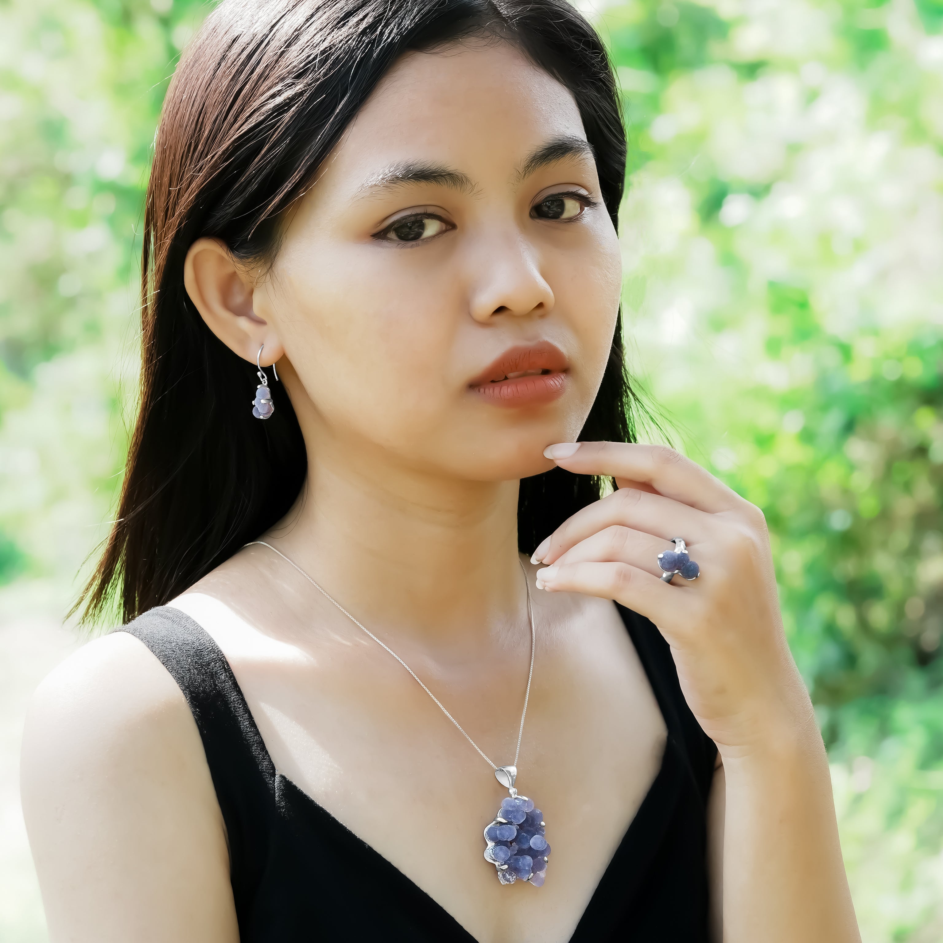 Colgante Starborn de calcedonia uva en plata de ley