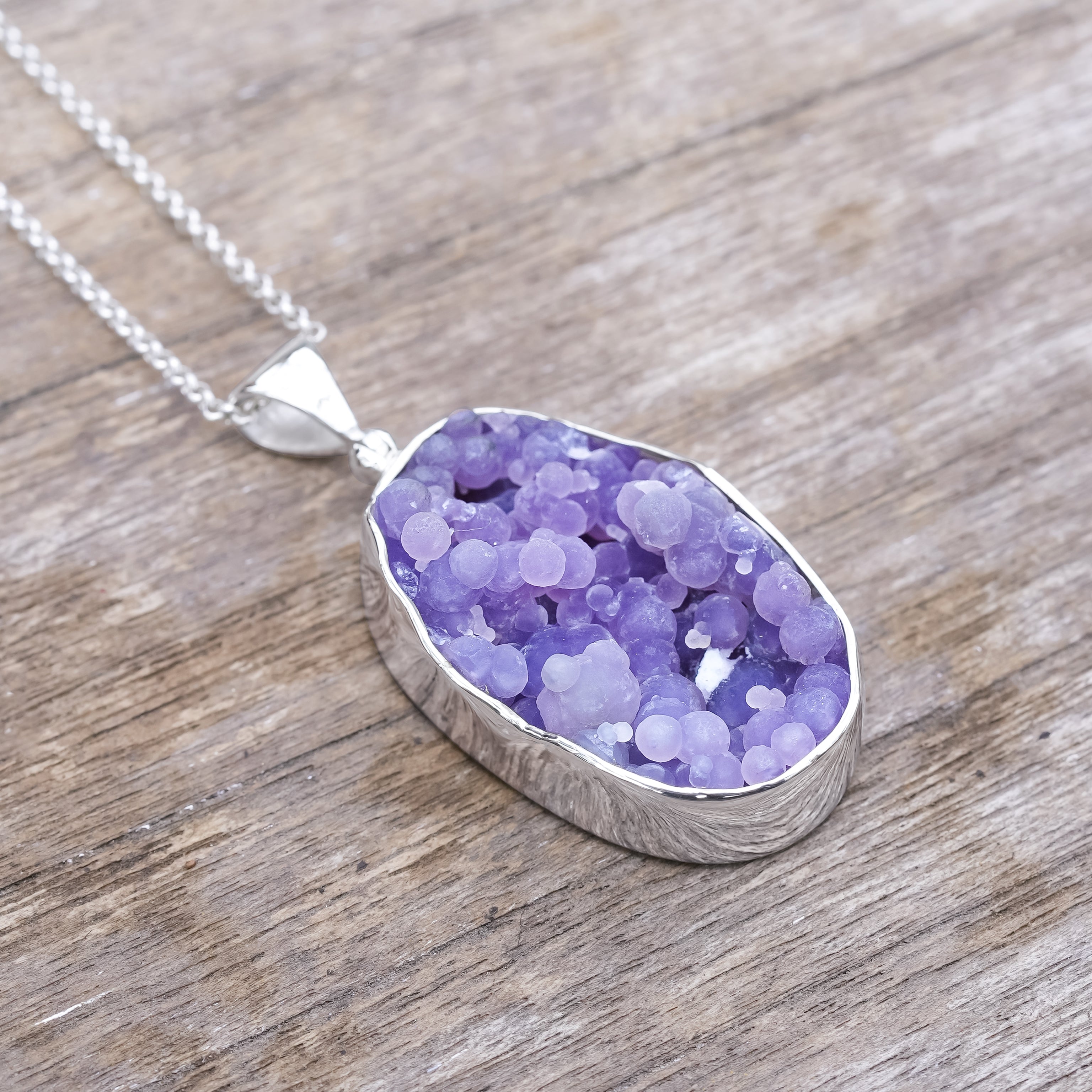 Colgante Starborn de calcedonia uva en plata de ley