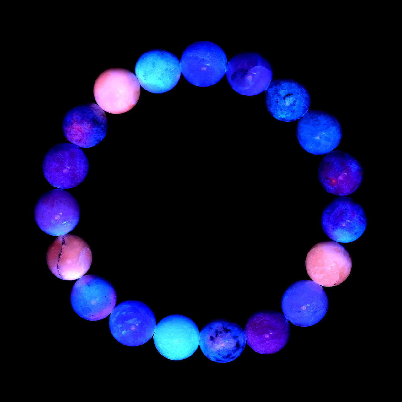 Pulsera elástica con cuentas de hackmanita fluorescente - 8 mm
