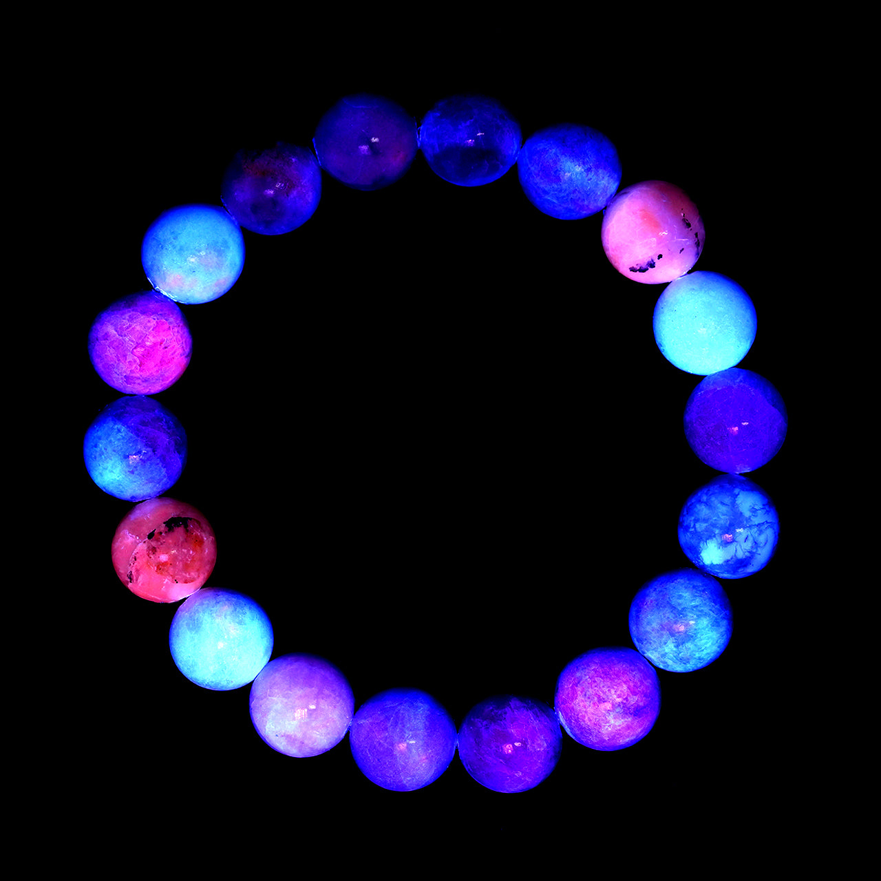 Pulsera elástica con cuentas de hackmanita fluorescente - 8 mm