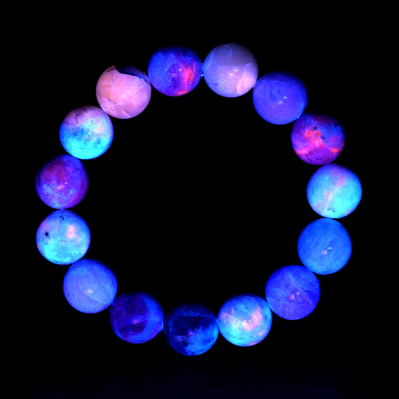 Pulsera elástica con cuentas de hackmanita fluorescente - 8 mm