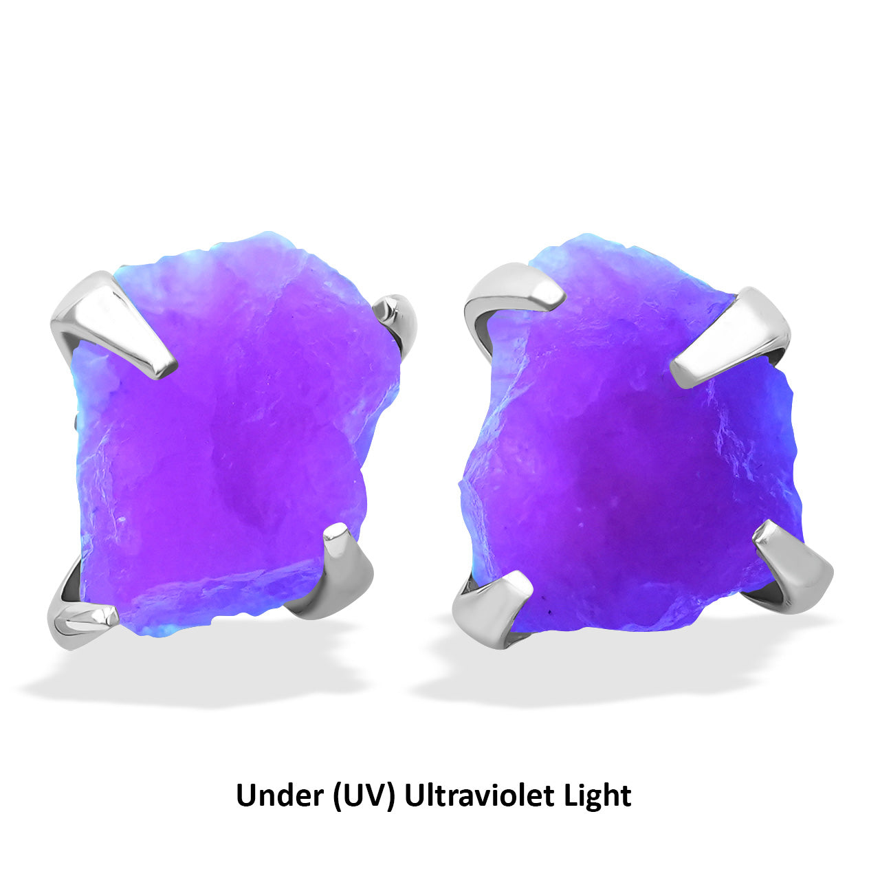 Aretes tipo poste con punta de hackmanita fluorescente Starborn en plata de ley