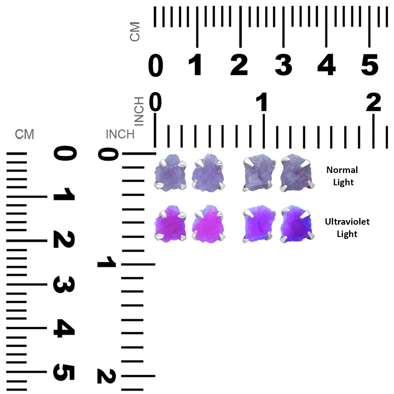 Aretes tipo poste con punta de hackmanita fluorescente Starborn en plata de ley