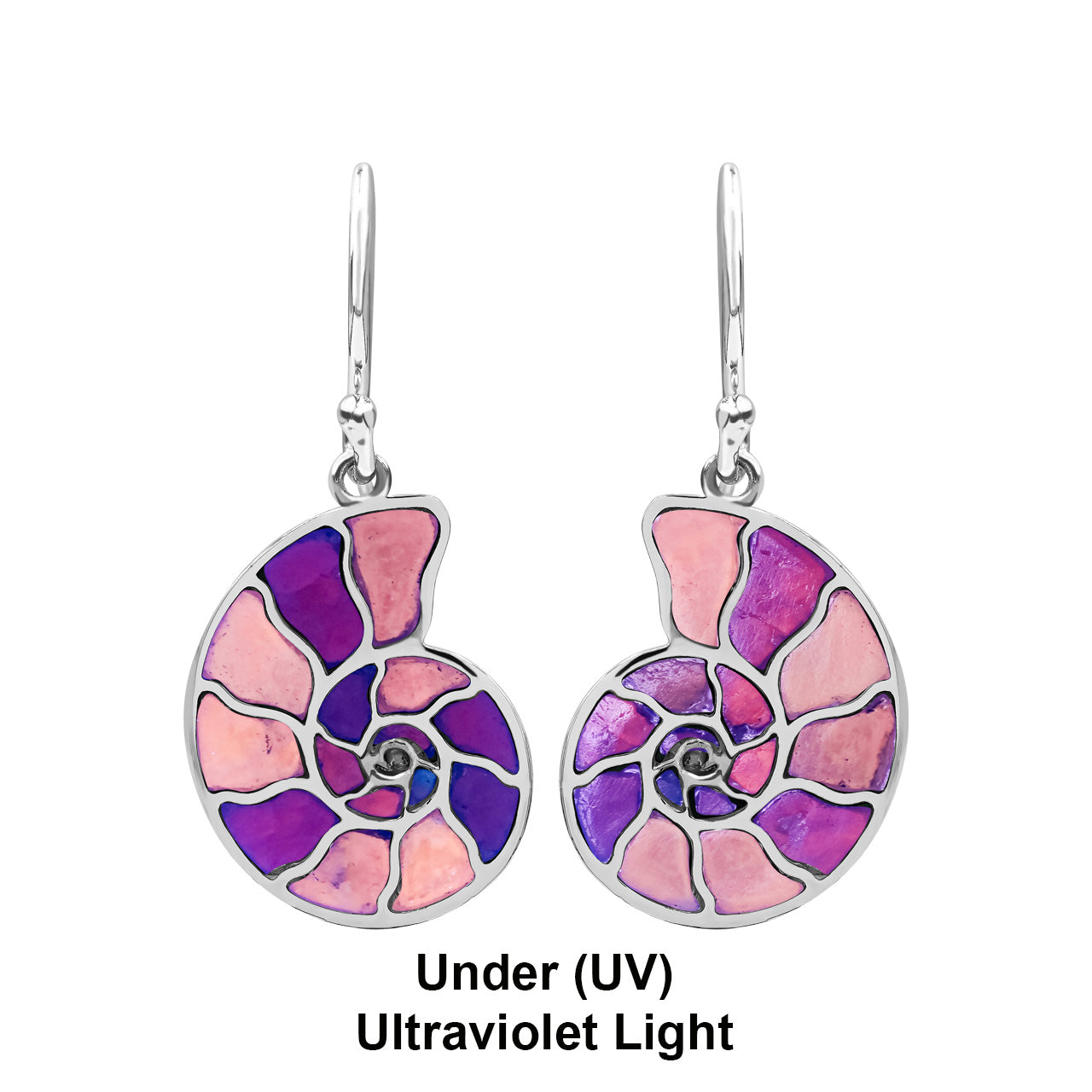 Starborn Ohrring aus Sterlingsilber mit Nautilus-Ammonit und Edelsteineinlage, klein