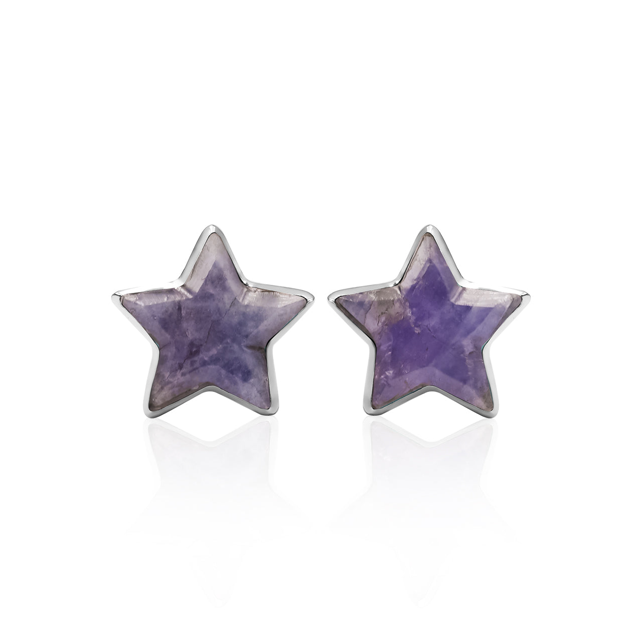 Starborn Gemstone Star Post Earrings in Sterling Silver