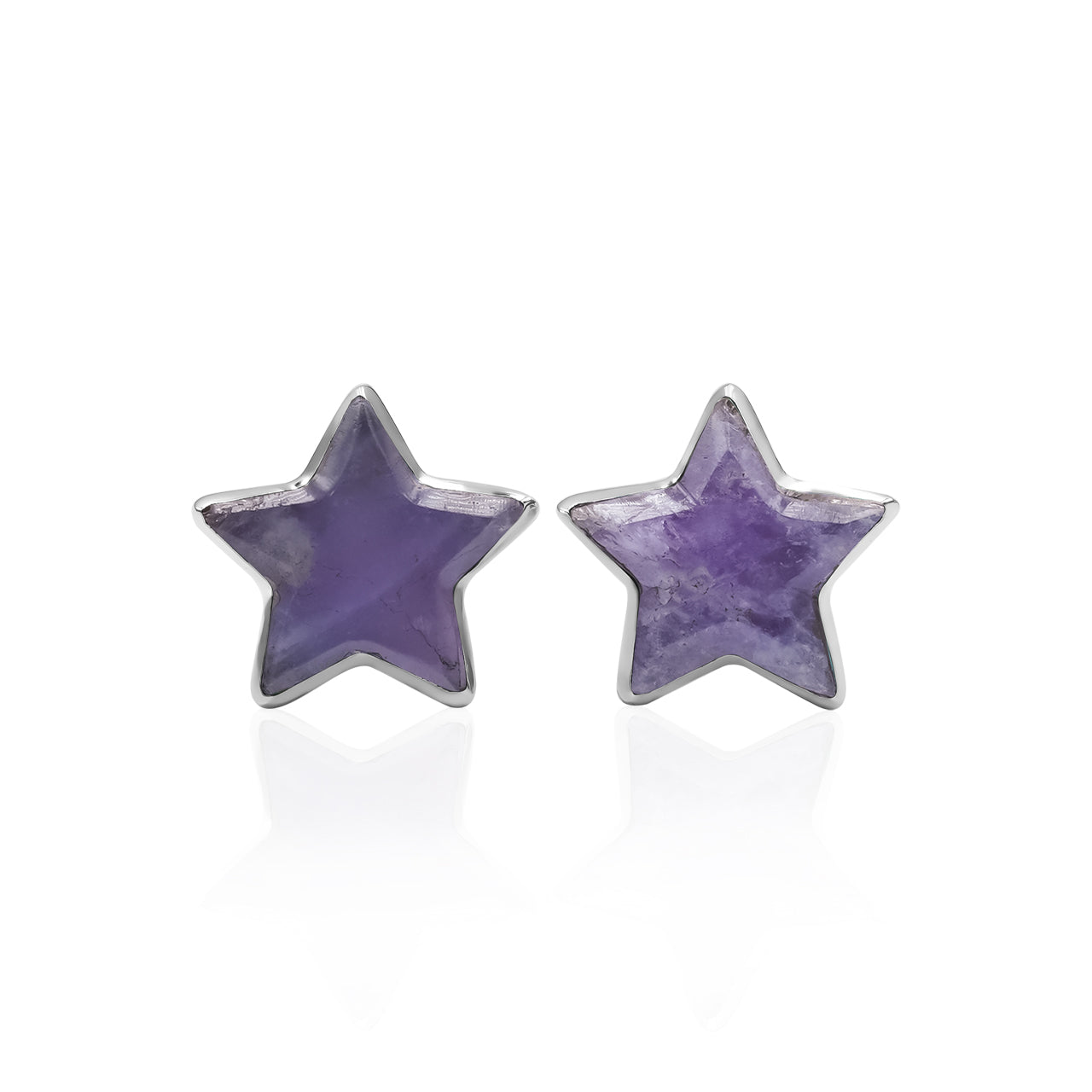 Starborn Fluorescent Hackmanite Star Post Earrings in Sterling Silver
