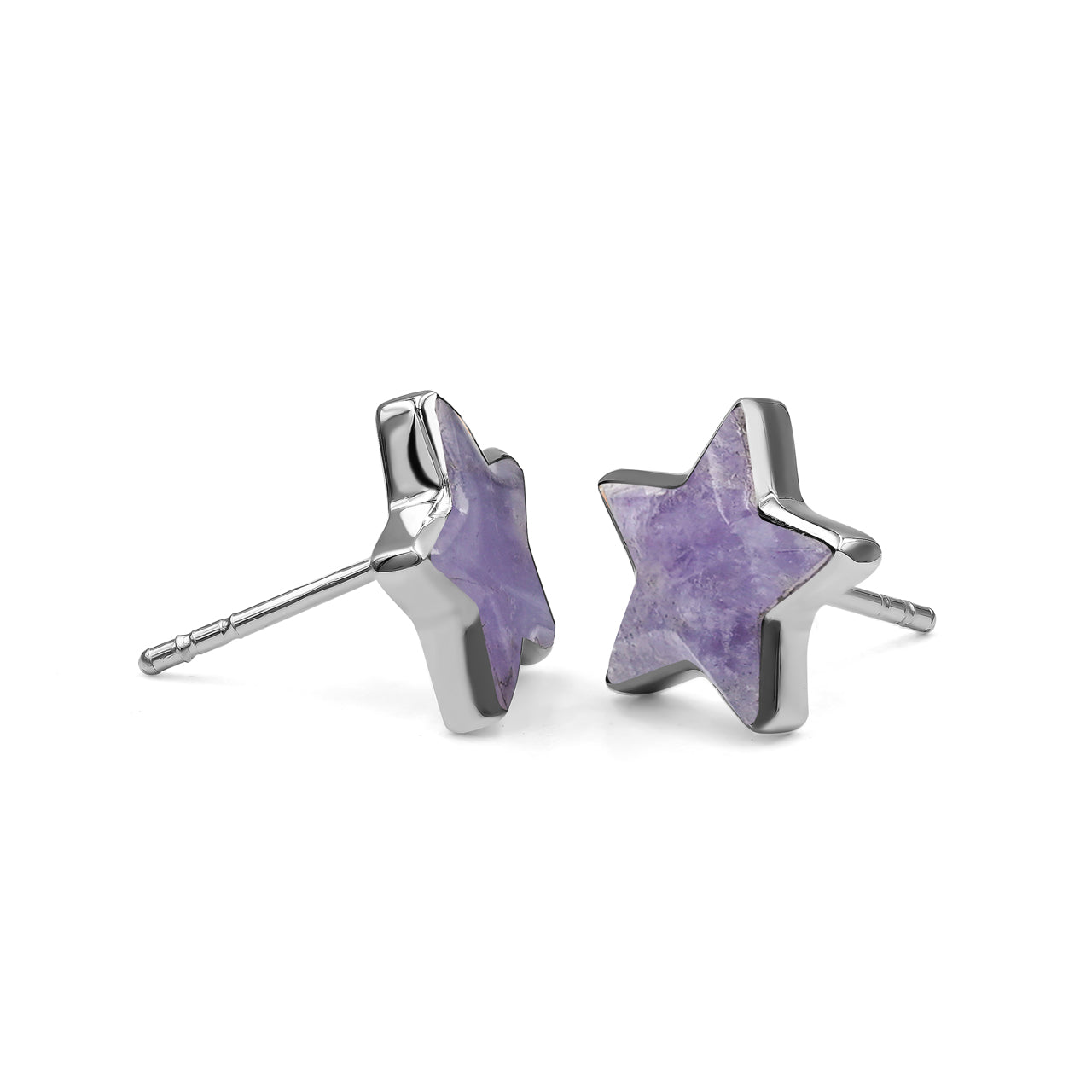 Starborn Fluorescent Hackmanite Star Post Earrings in Sterling Silver