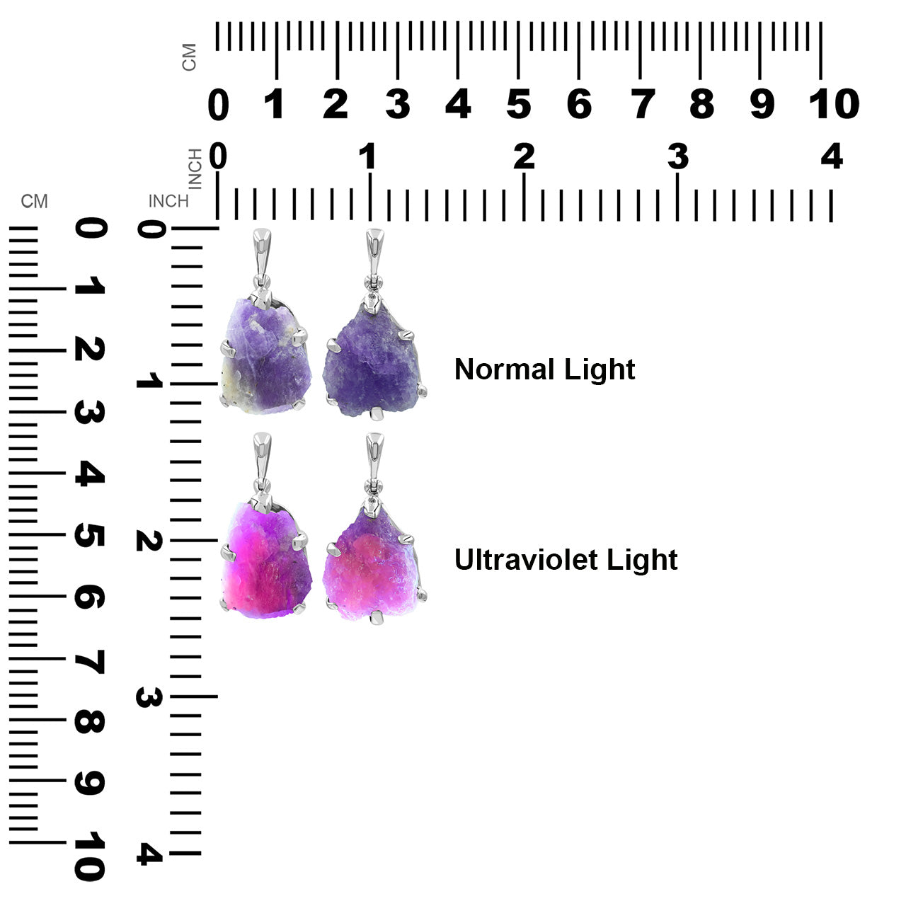 Colgante con puntas de hackmanita fluorescente Starborn en plata de ley