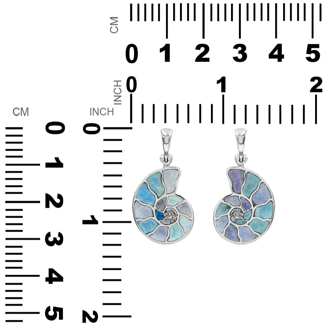 Starborn Gemstones Inlay Nautilus Ammonit Anhänger in Sterling Silber