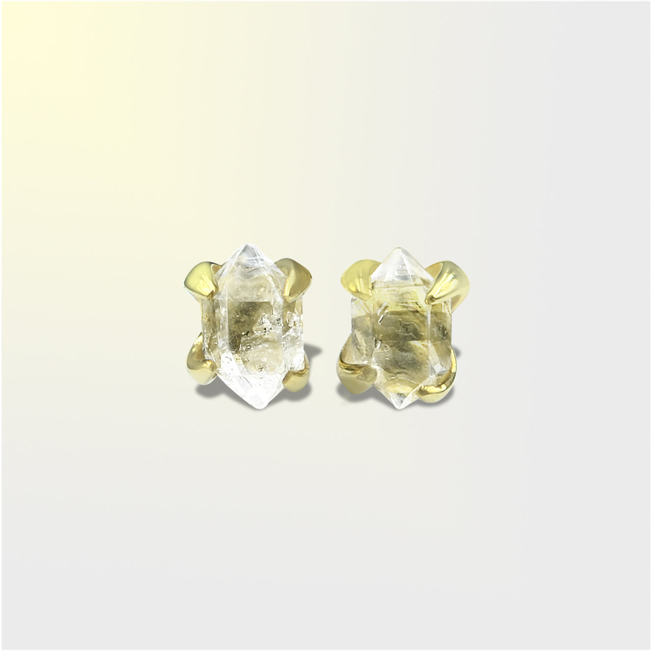 Starborn Herkimer Diamond Post Earrings in Sterling Silver Gold Plated