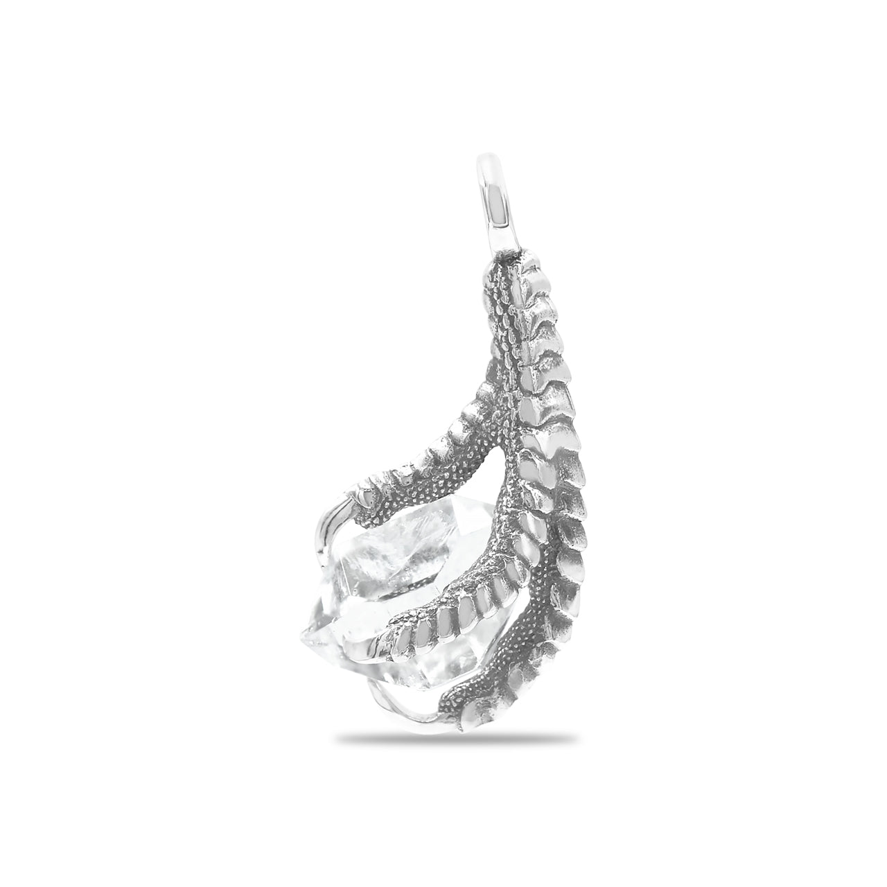 Starborn Herkimer Diamond (Quartz Crystal) Eagle Claw Pendant in Sterling Silver