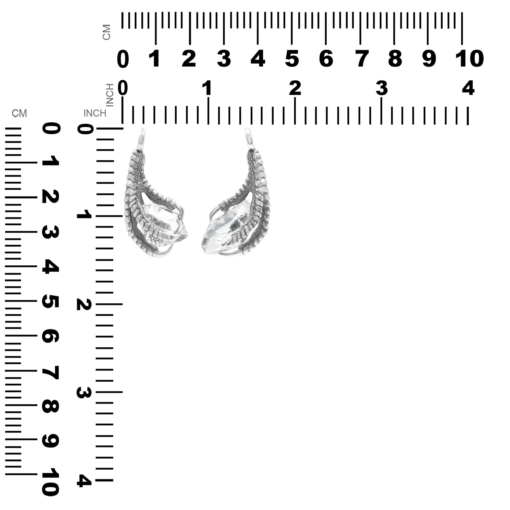 Starborn Herkimer Diamond (Quartz Crystal) Eagle Claw Pendant in Sterling Silver