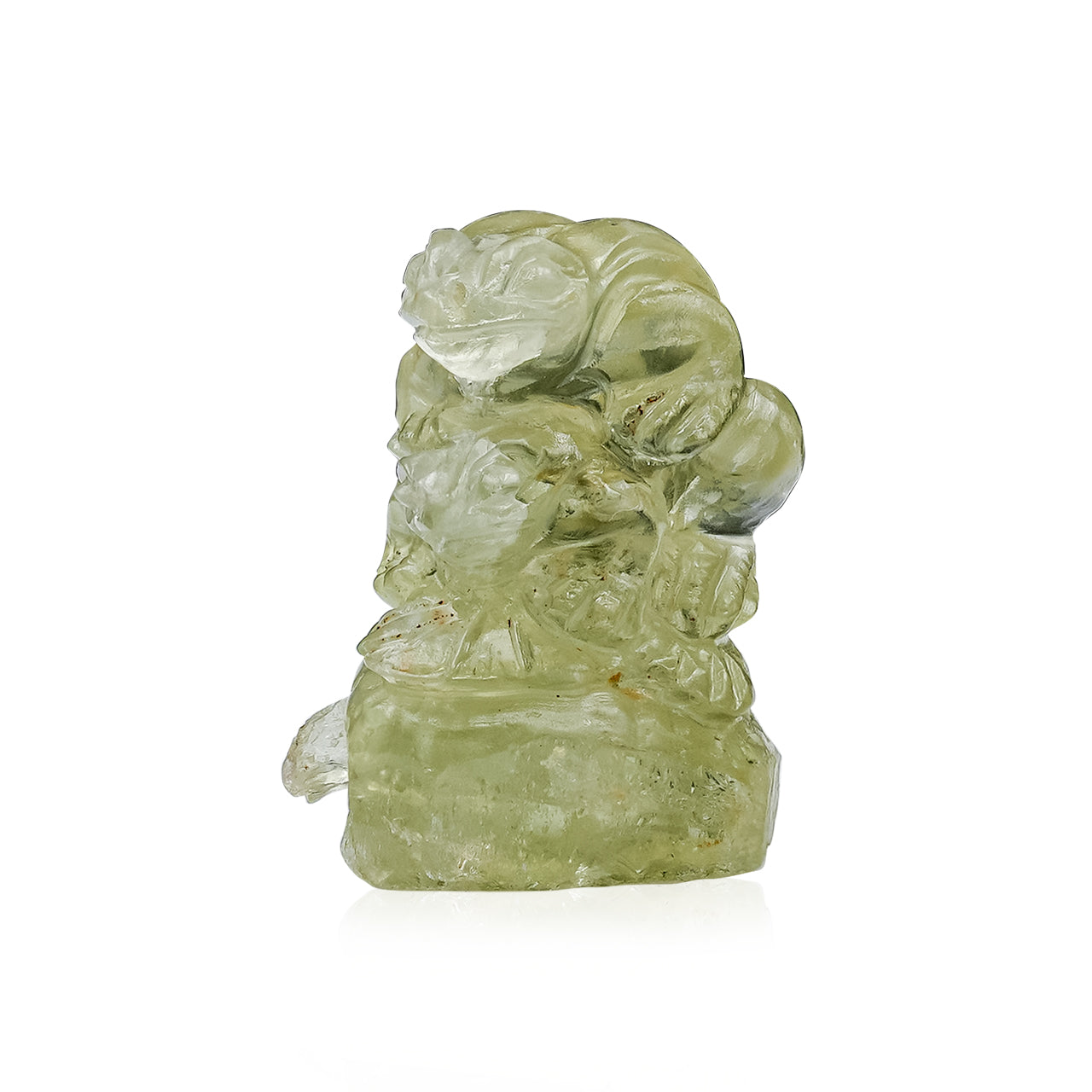 Carved Heliodor Piggyback Frog Carving