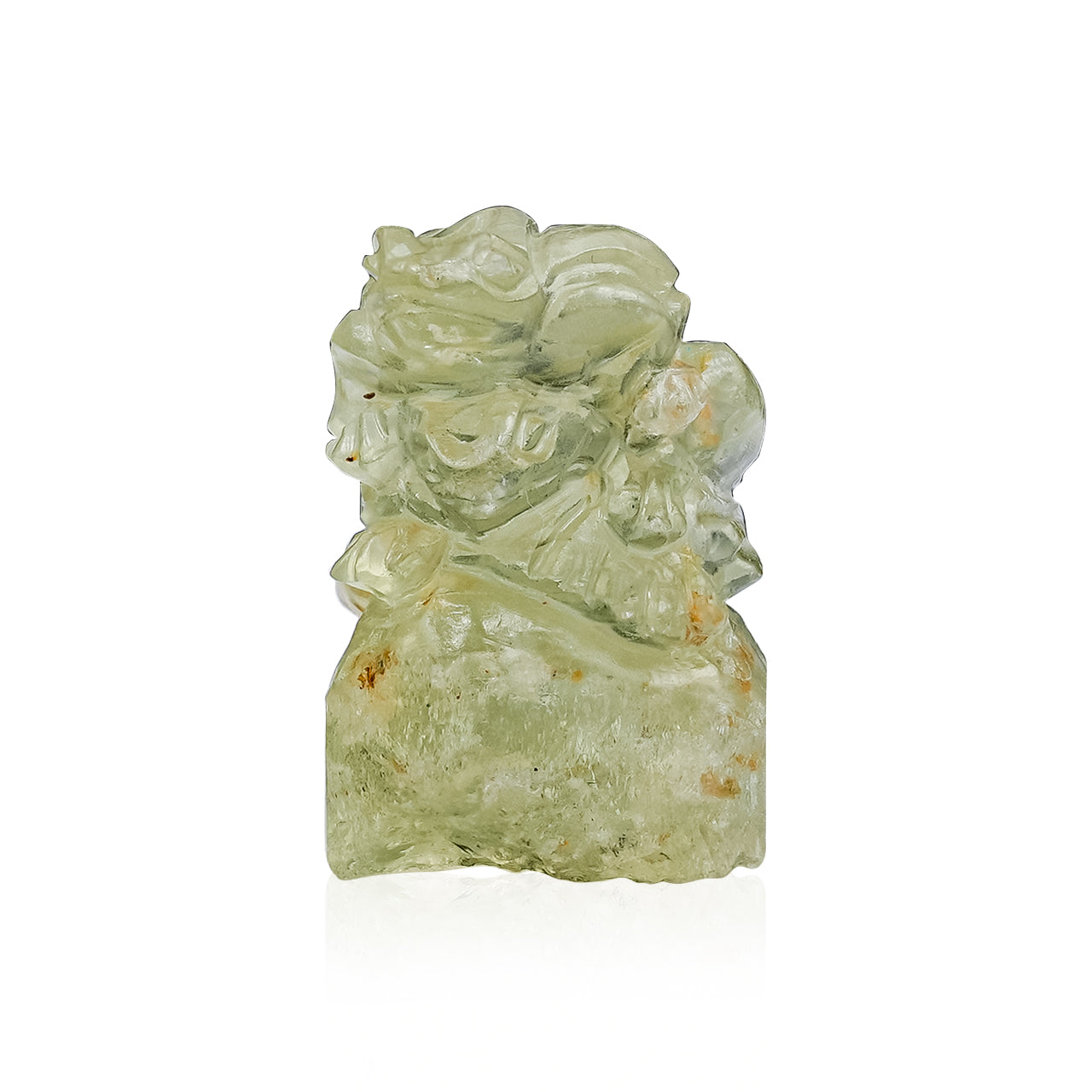 Carved Heliodor Piggyback Frog Carving