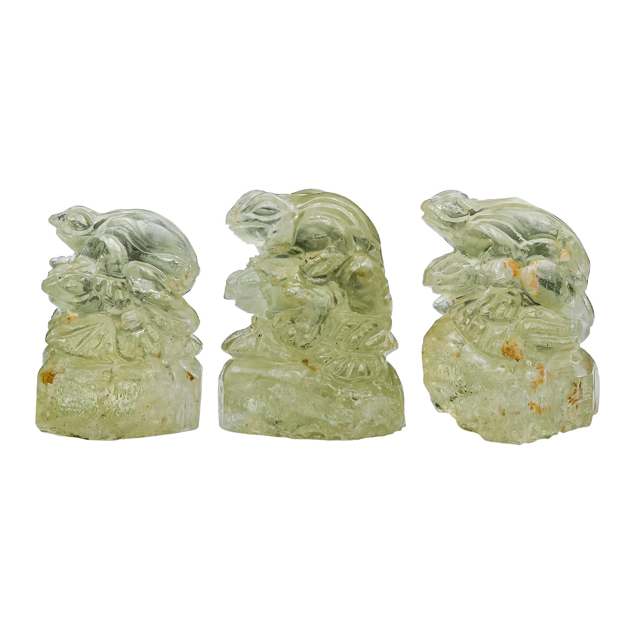 Carved Heliodor Piggyback Frog Carving