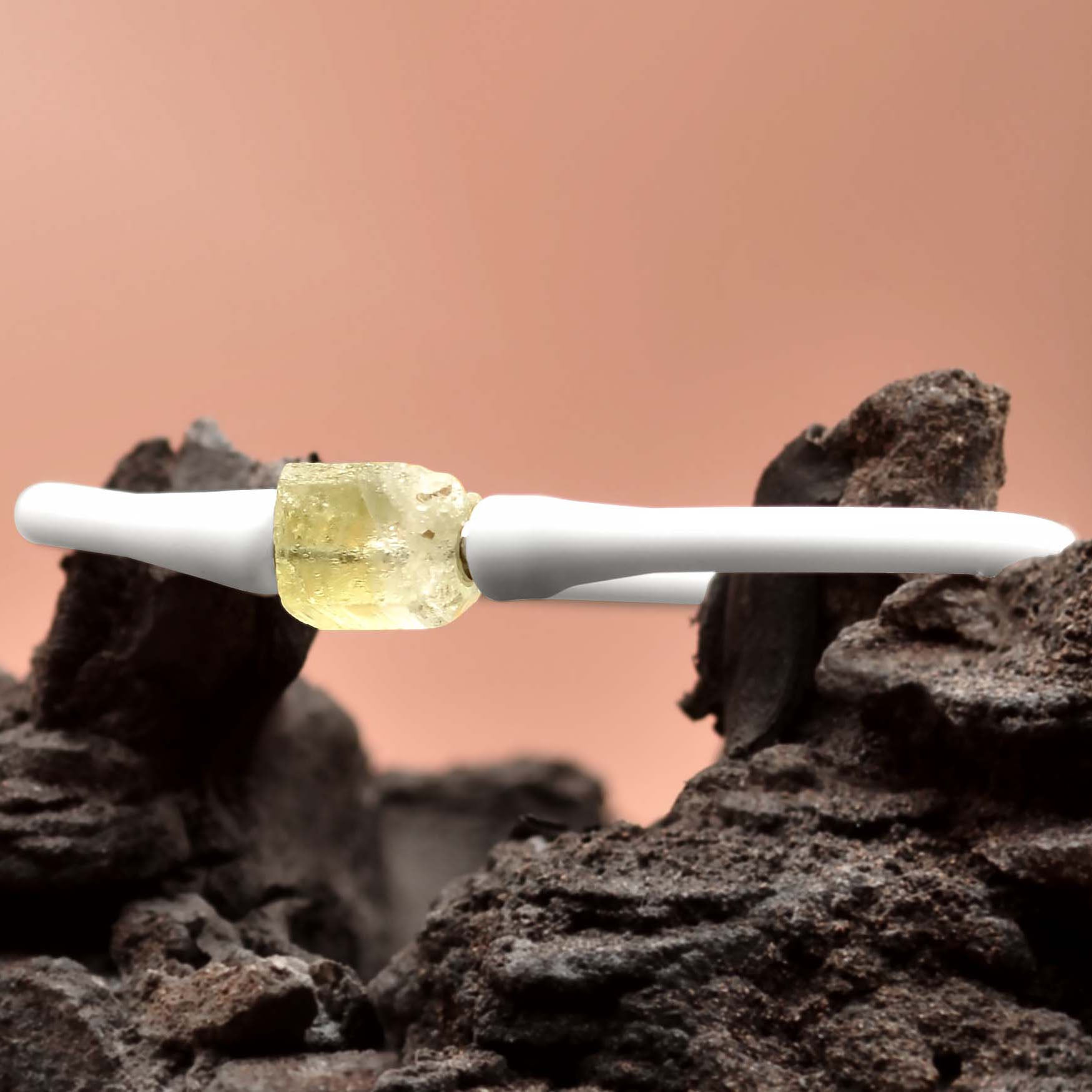 Starborn Natürliches Heliodor-Silikonarmband mit mittelgroßem Kristall