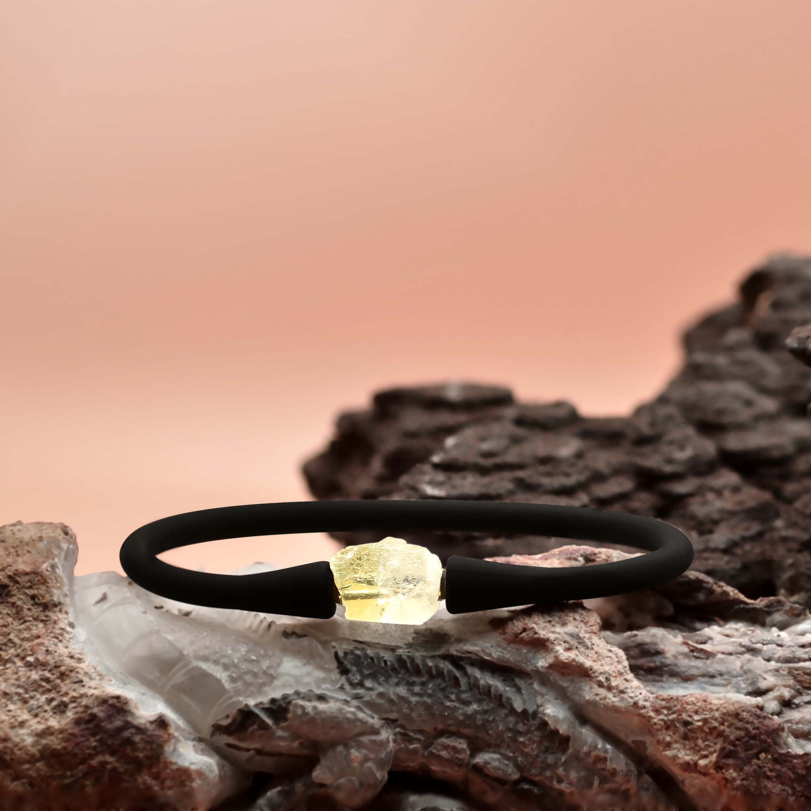 Starborn Natural Heliodor Medium Crystal Silicone Bracelet