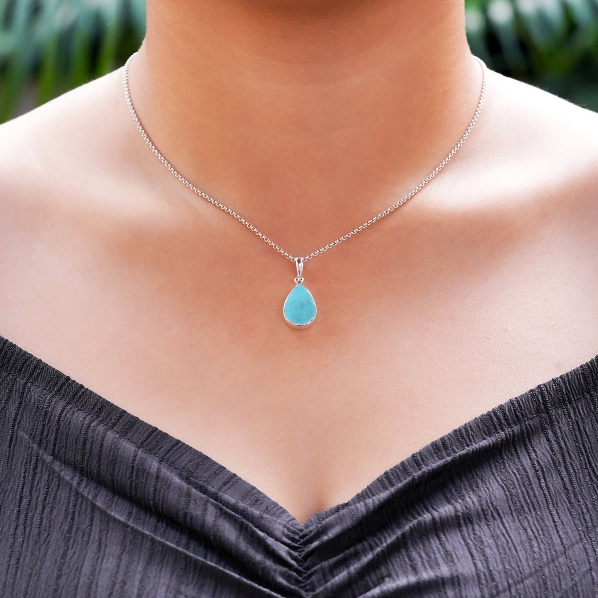 Starborn Hemimorphite Drusy Pear Shaped Pendant