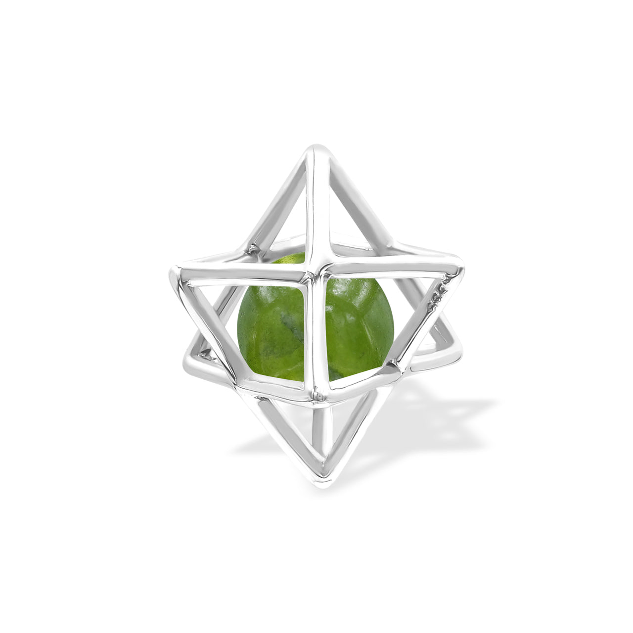 Starborn Merkabah Sterling Silver Cage Pendant and Chain with Gemstone Sphere