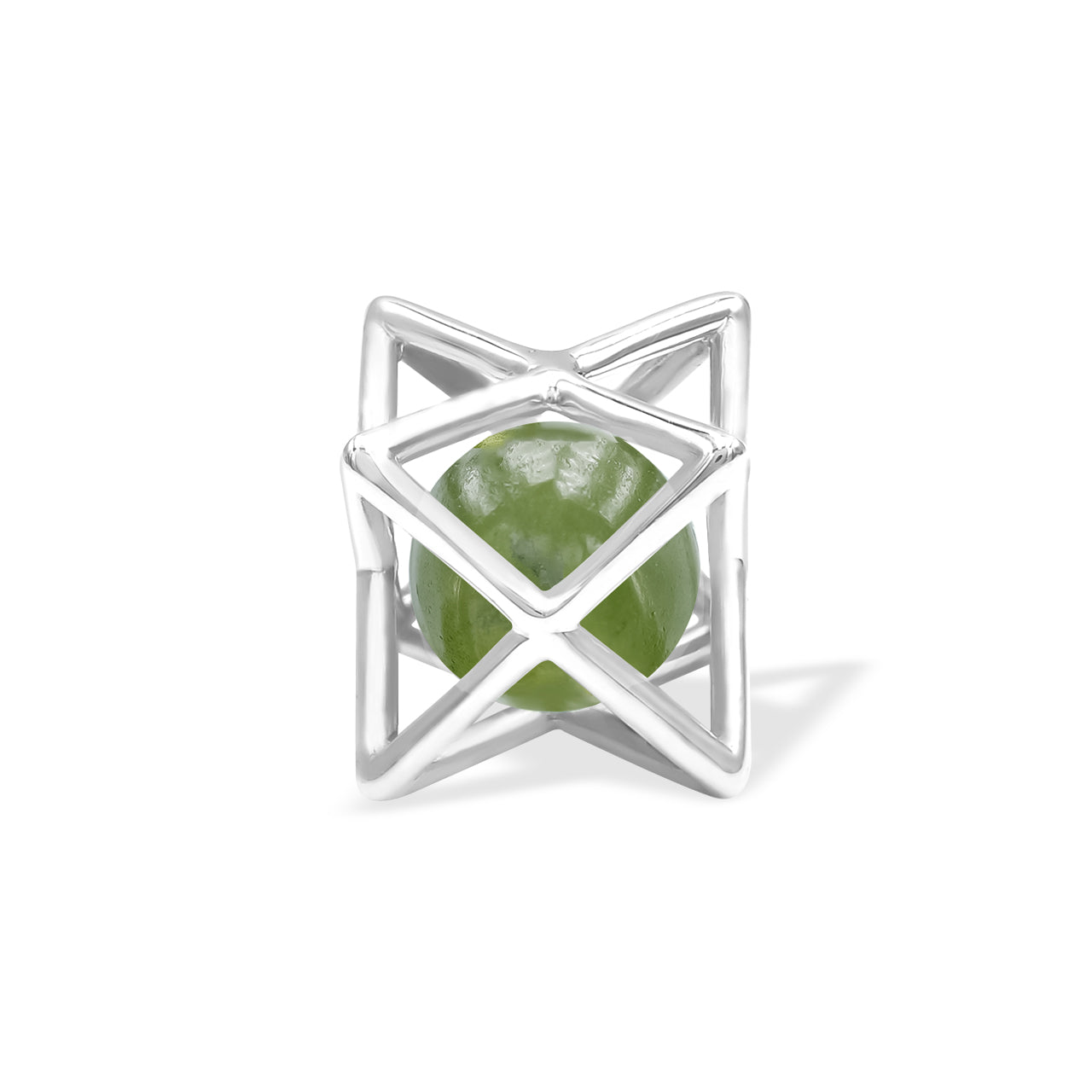 Starborn Merkabah Sterling Silver Cage Pendant and Chain with Gemstone Sphere