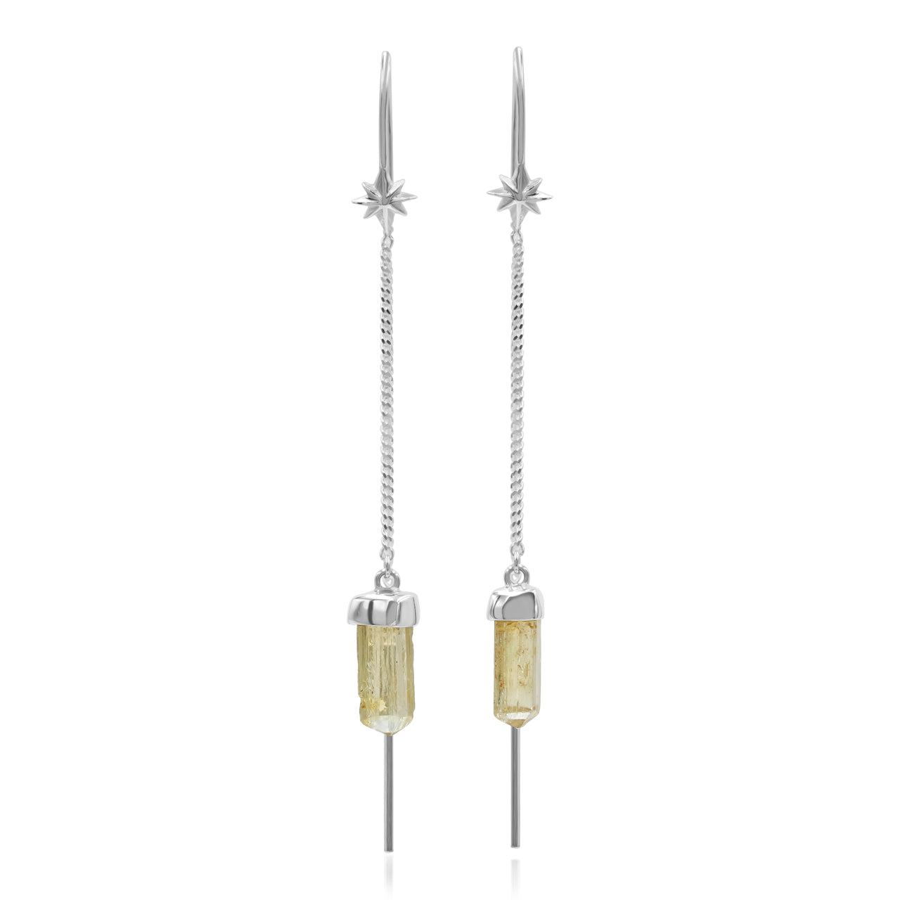 Starborn Imperial Topaz Crystal Threader Earring with Star Accents in Sterling Silver