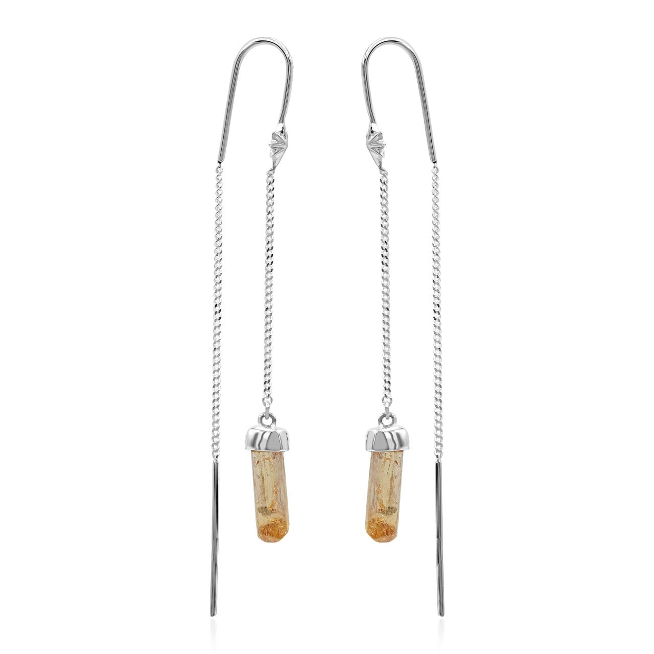 Starborn Imperial Topaz Crystal Threader Earring with Star Accents in Sterling Silver