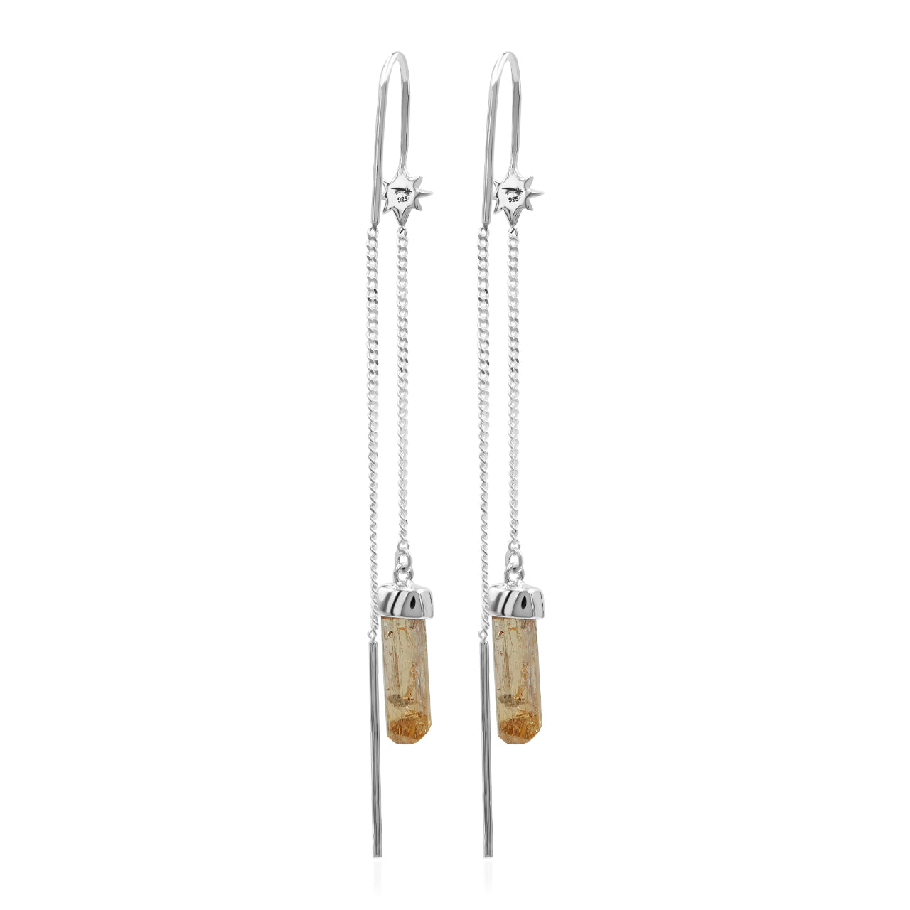 Starborn Imperial Topaz Crystal Threader Earring with Star Accents in Sterling Silver