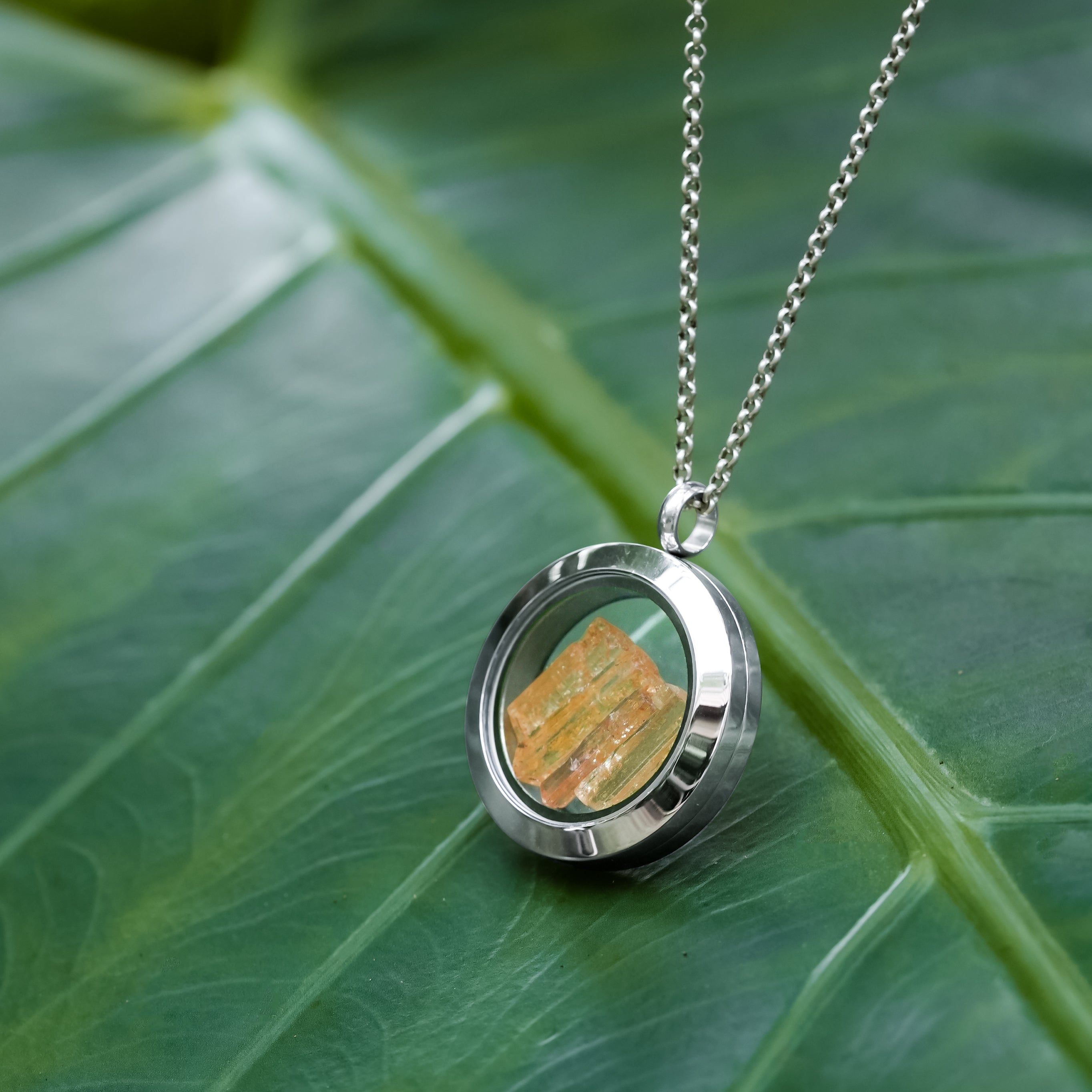 Starborn Imperial Topaz Window Pendant Necklace in Stainless Steel