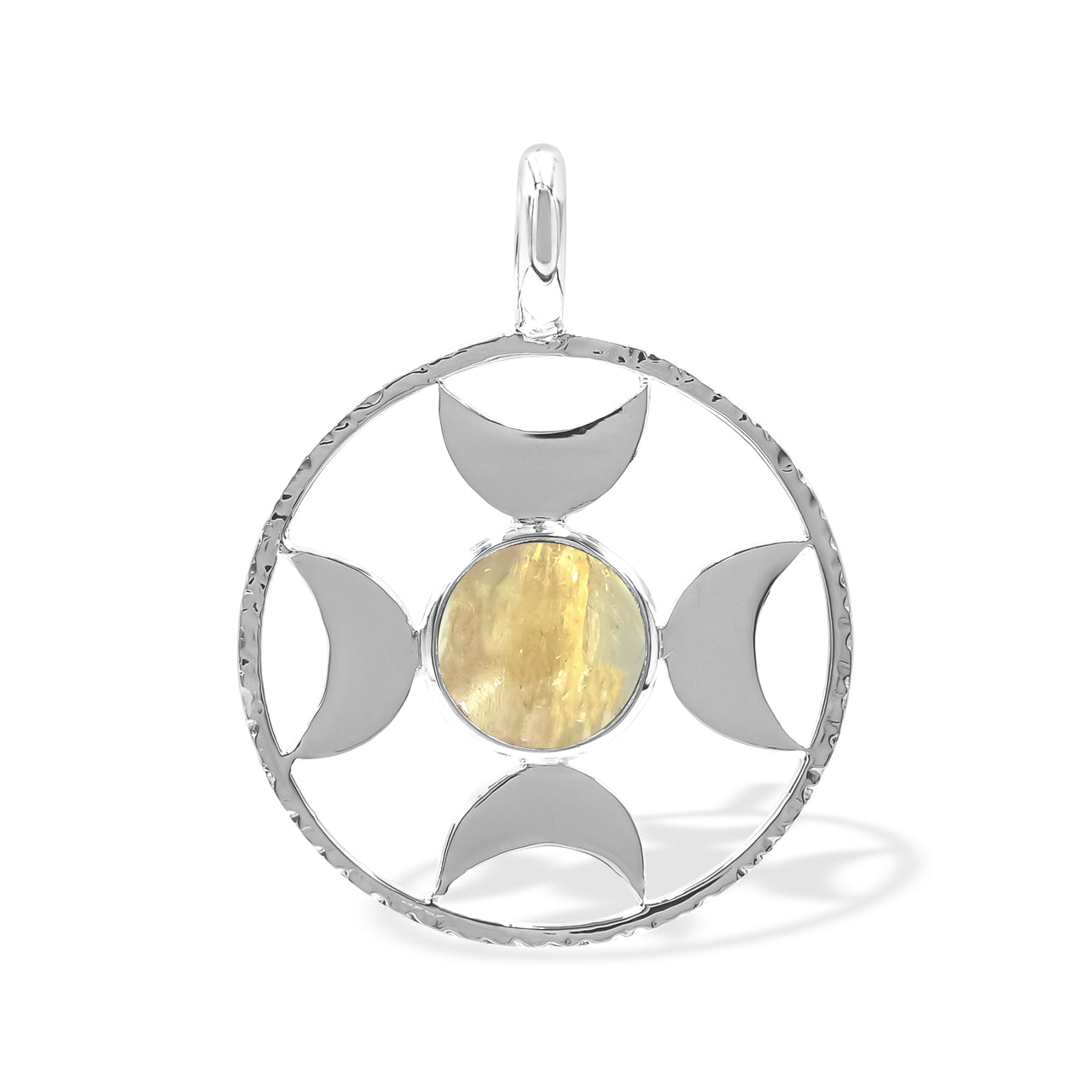 Starborn Imperial Topaz Sphere Directional Crescent Moon Pendant in Sterling Silver