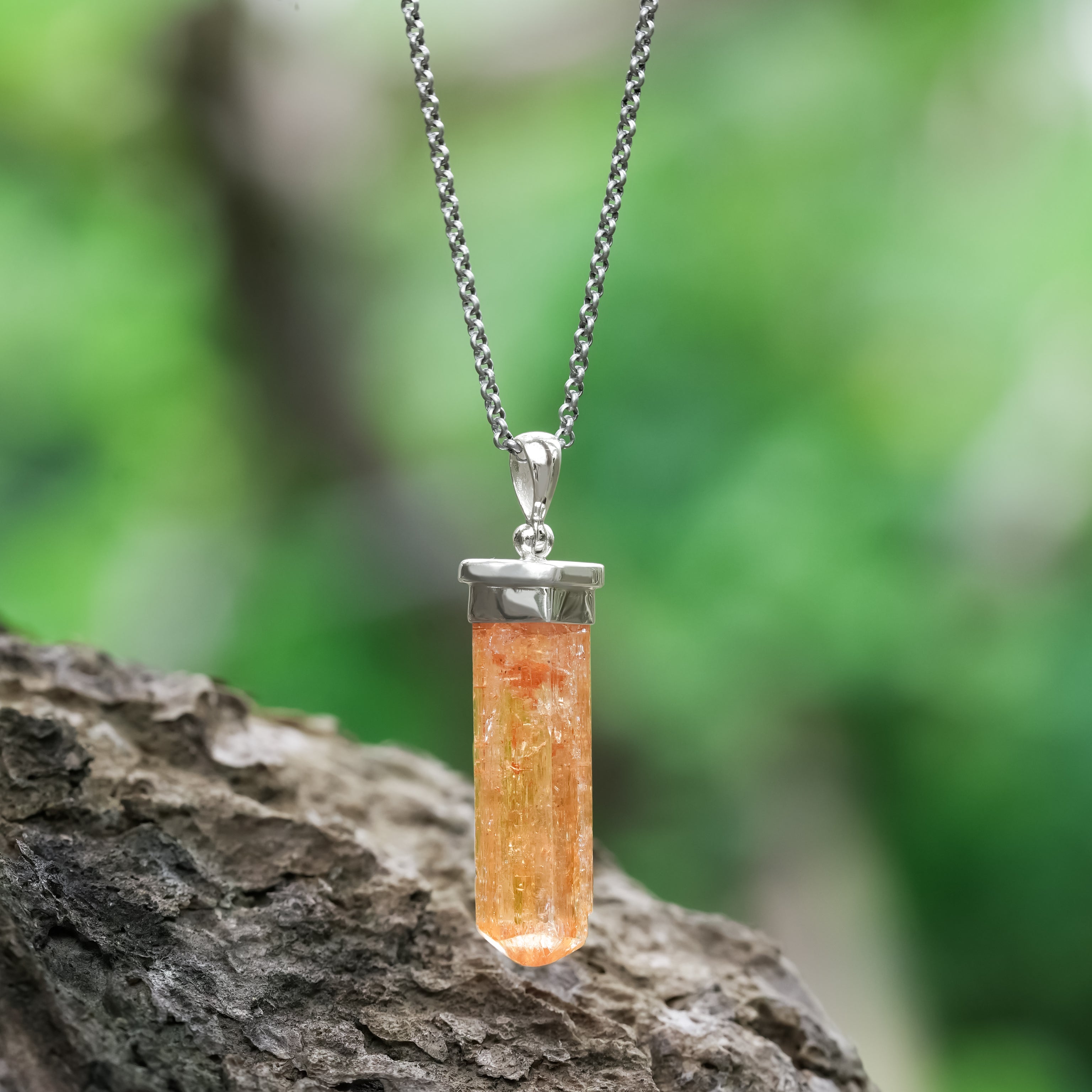 Starborn Imperial Topaz Crystal Large Cap Set Pendant in Sterling Silver