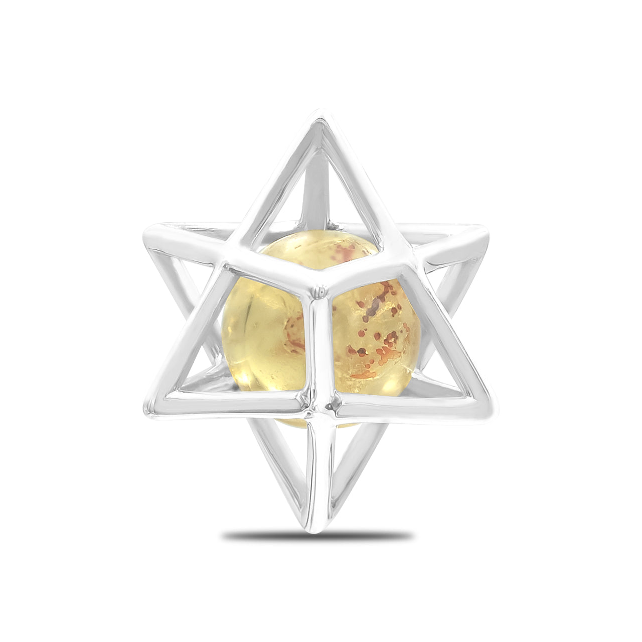 Starborn Merkabah Cage Gemstone Sphere with Sterling Silver Pendant and Chain