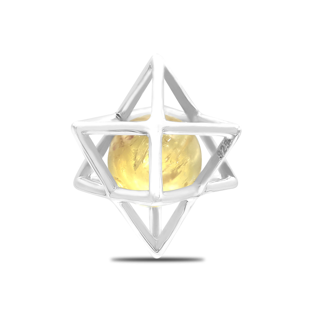 Starborn Merkabah Cage Gemstone Sphere with Sterling Silver Pendant and Chain