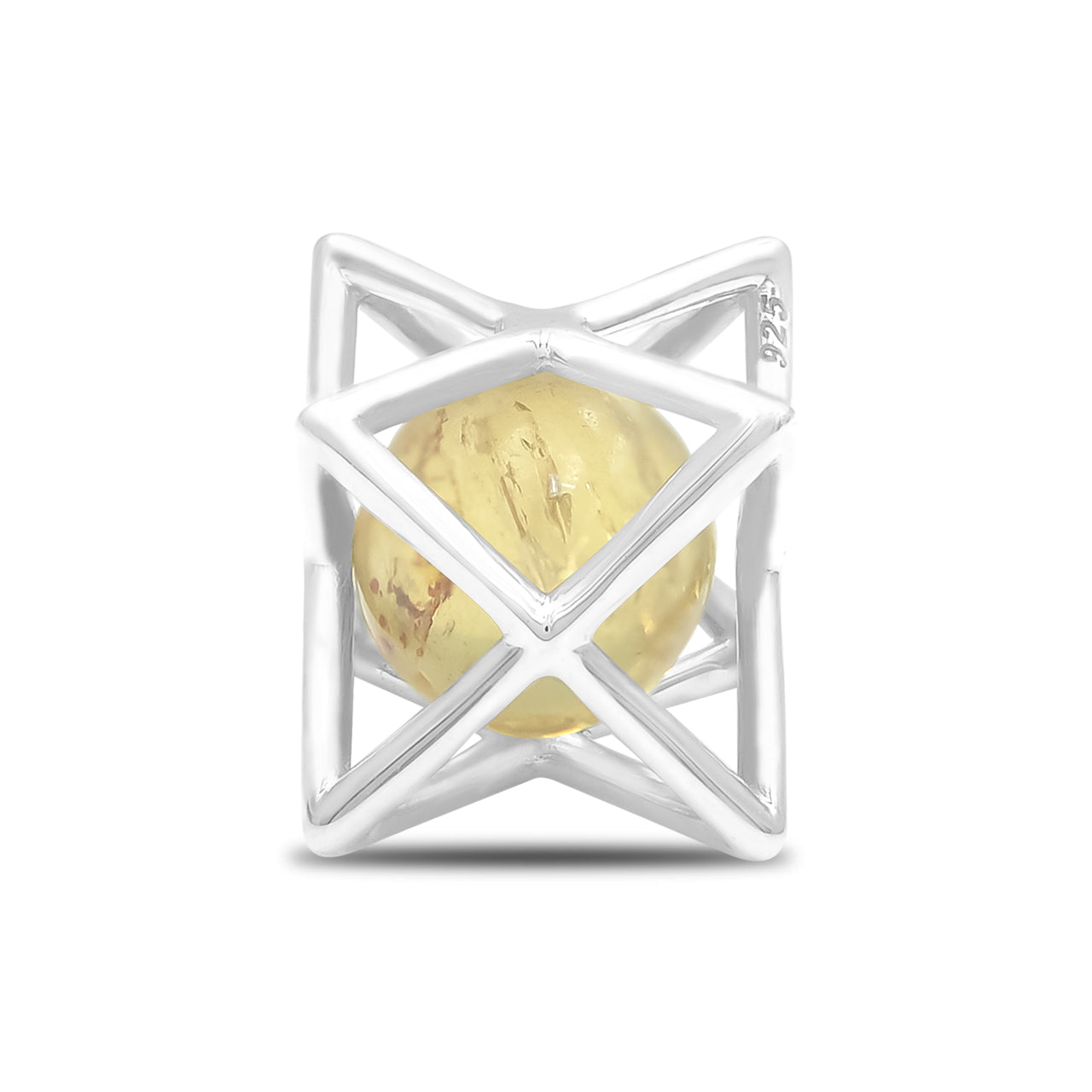 Starborn Merkabah Cage Gemstone Sphere with Sterling Silver Pendant and Chain