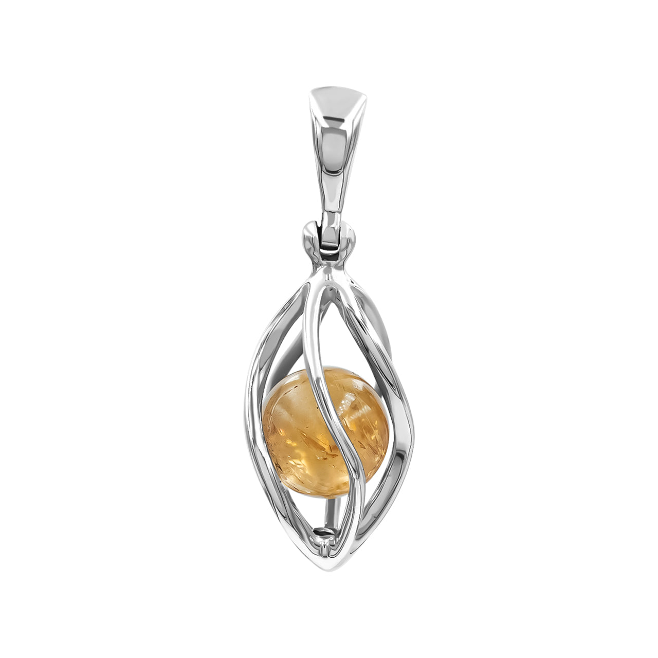 Starborn Imperial Topaz Sphere Spiral Caged Pendant in Sterling Silver