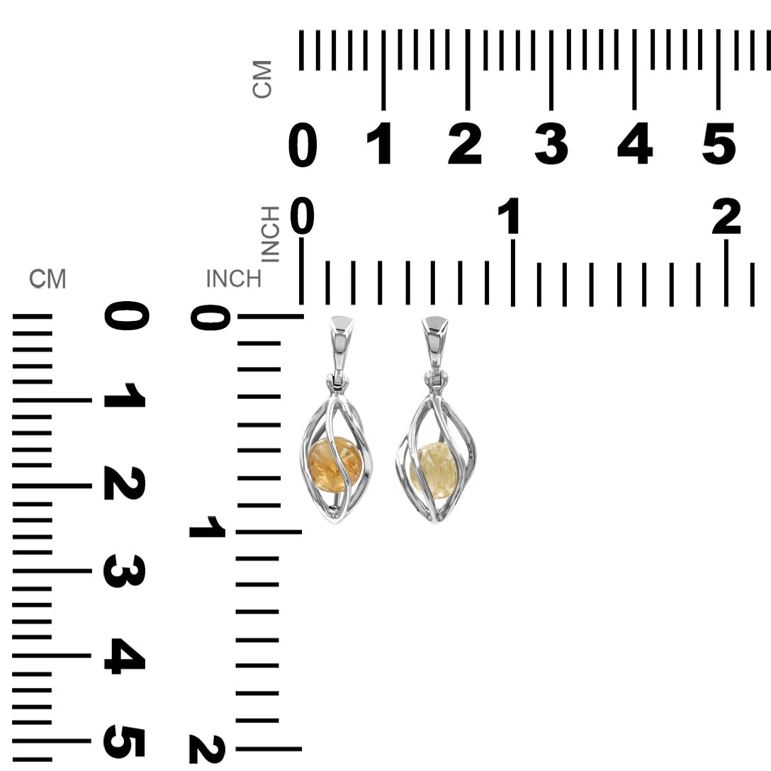 Starborn Imperial Topaz Sphere Spiral Caged Pendant in Sterling Silver