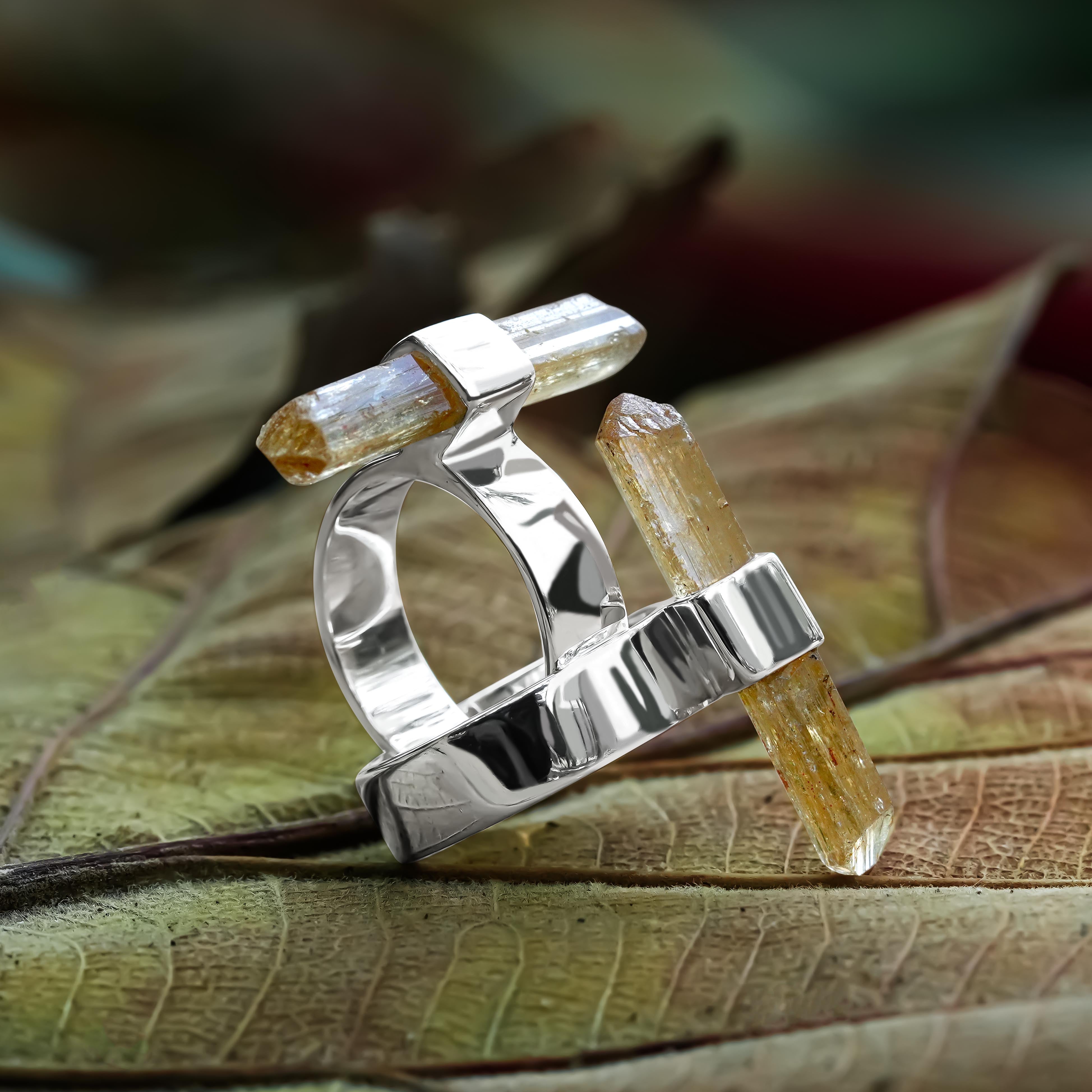 Starborn Imperial Topaz Crystal with Silver Band Ring in Sterling Silver