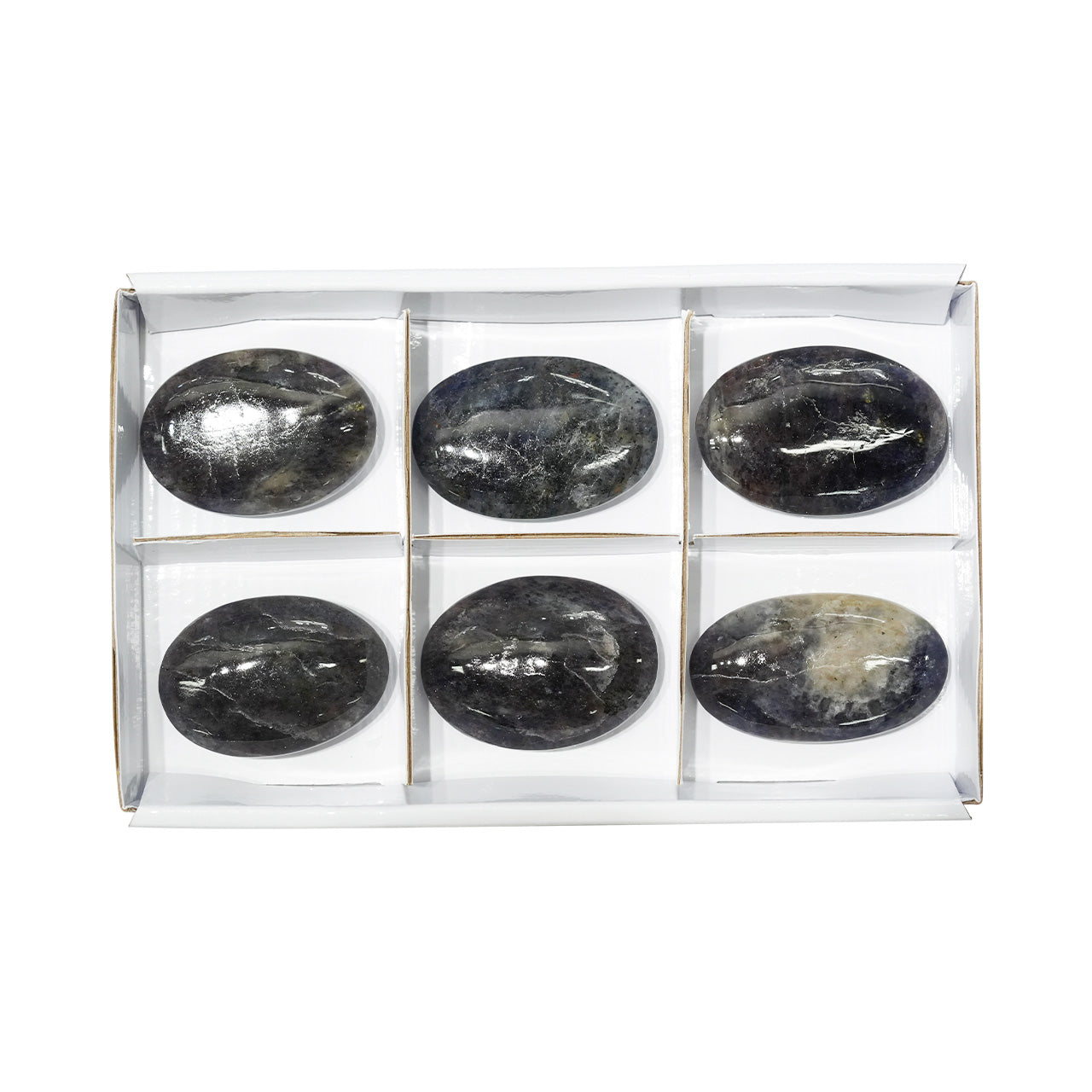 Starborn Iolite Sunstone Palm Stone Flat 300 Grams - 6 Pieces