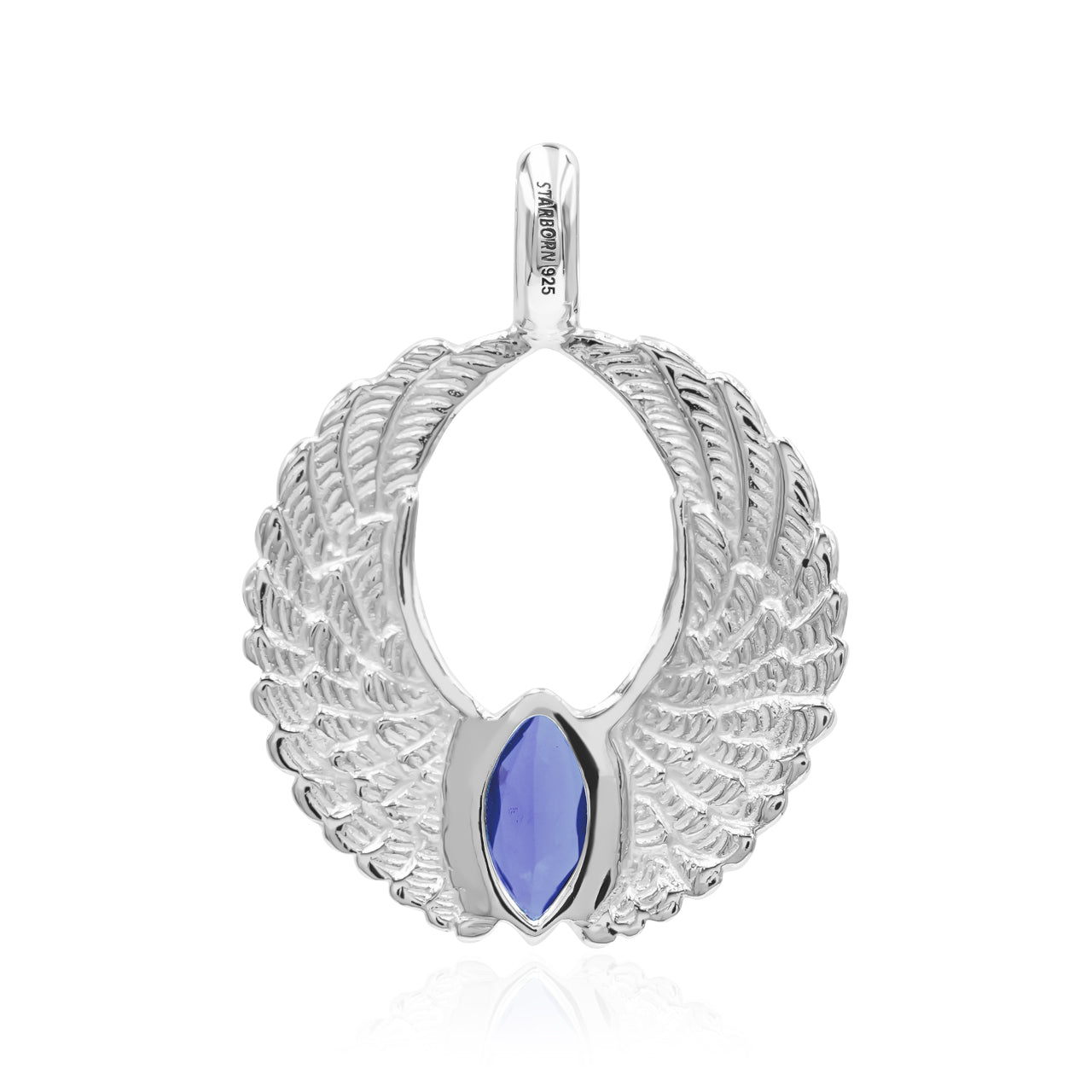 Starborn Angel Wings Pendant with Marquise Iolite in Sterling Silver