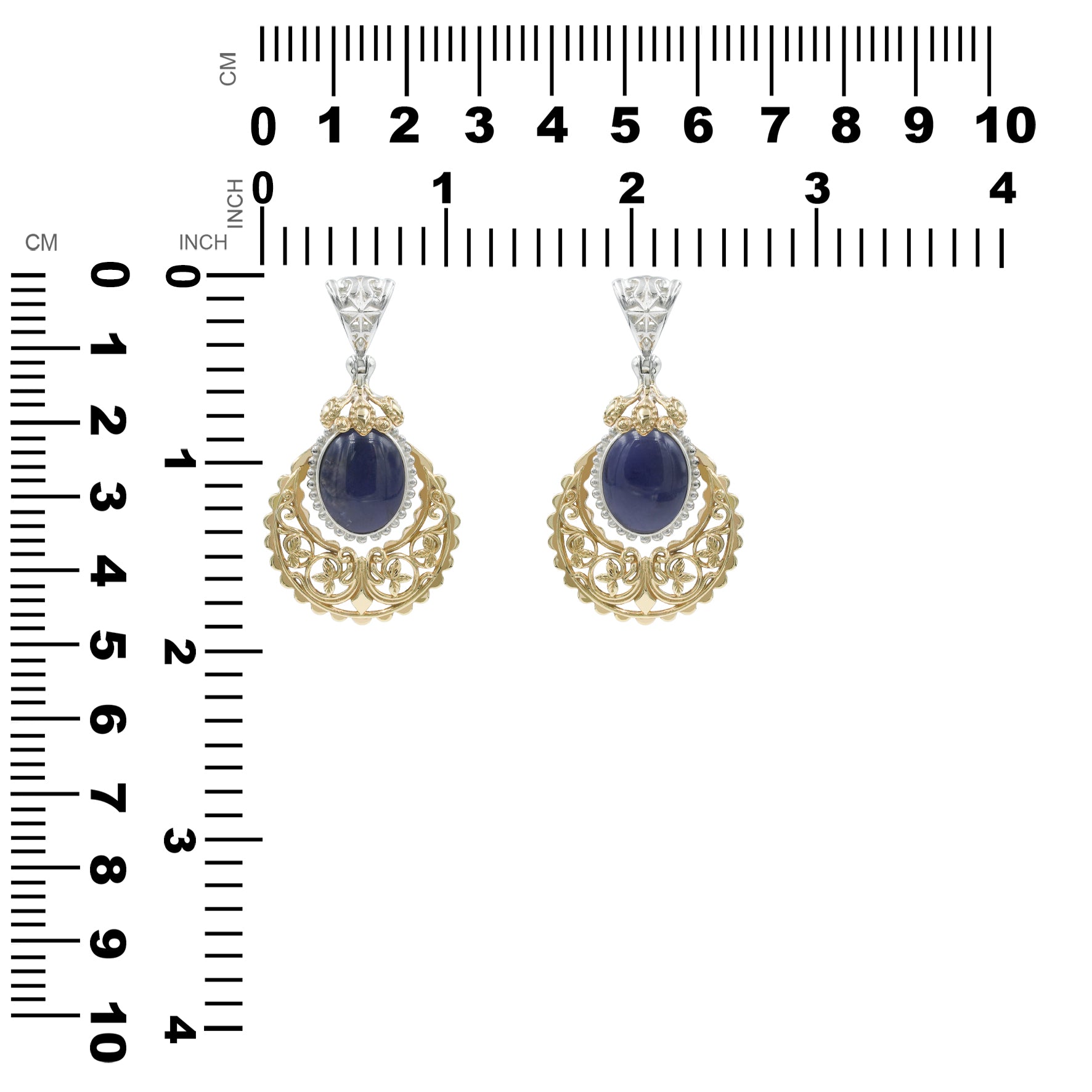 Starborn Iolite Floral Filigree Scrollwork Pendant in Sterling Silver & Nordic Gold