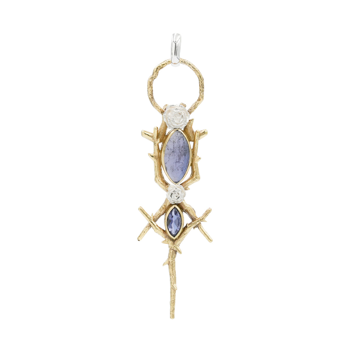 Starborn Thorn and Rose Pendant with Iolite in Nordic Gold & Sterling Silver