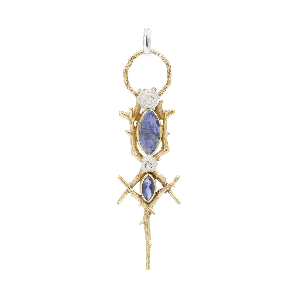 Starborn Thorn and Rose Pendant with Iolite in Nordic Gold & Sterling Silver