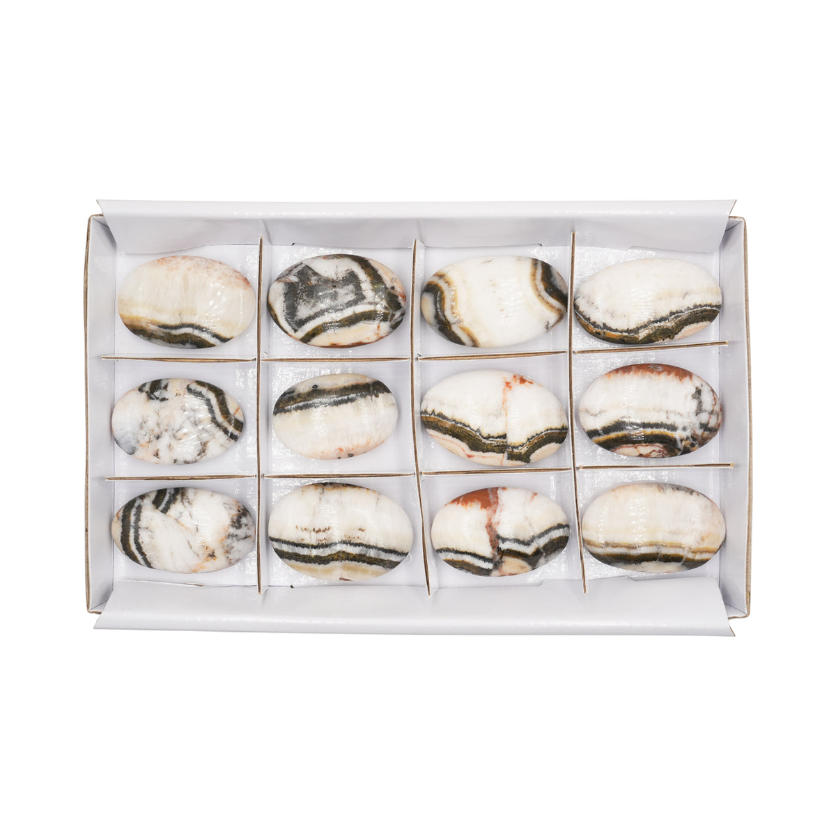 Starborn Indonesian Tiger Calcite Palm Stone Flat 300 grams - 12 Pieces
