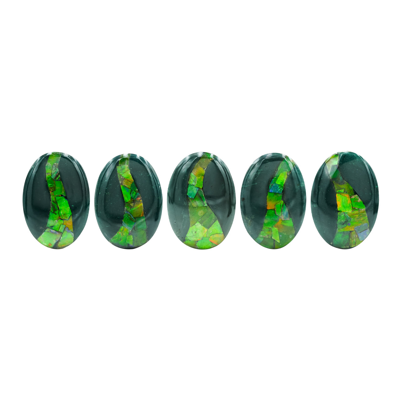 Green Jasper with Green Ammolite Inlay Oval Cabochon 30-31 mm