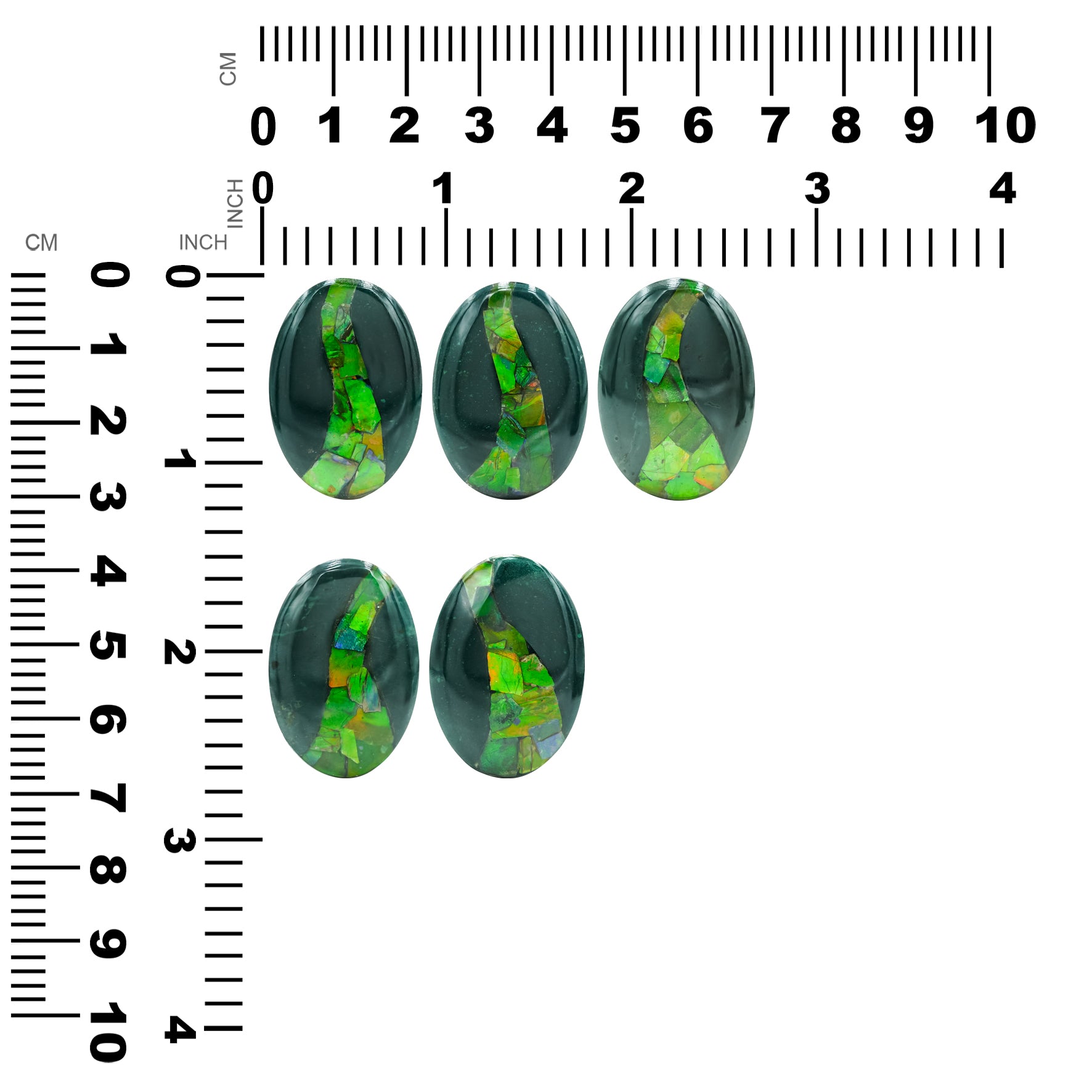 Green Jasper with Green Ammolite Inlay Oval Cabochon 30-31 mm