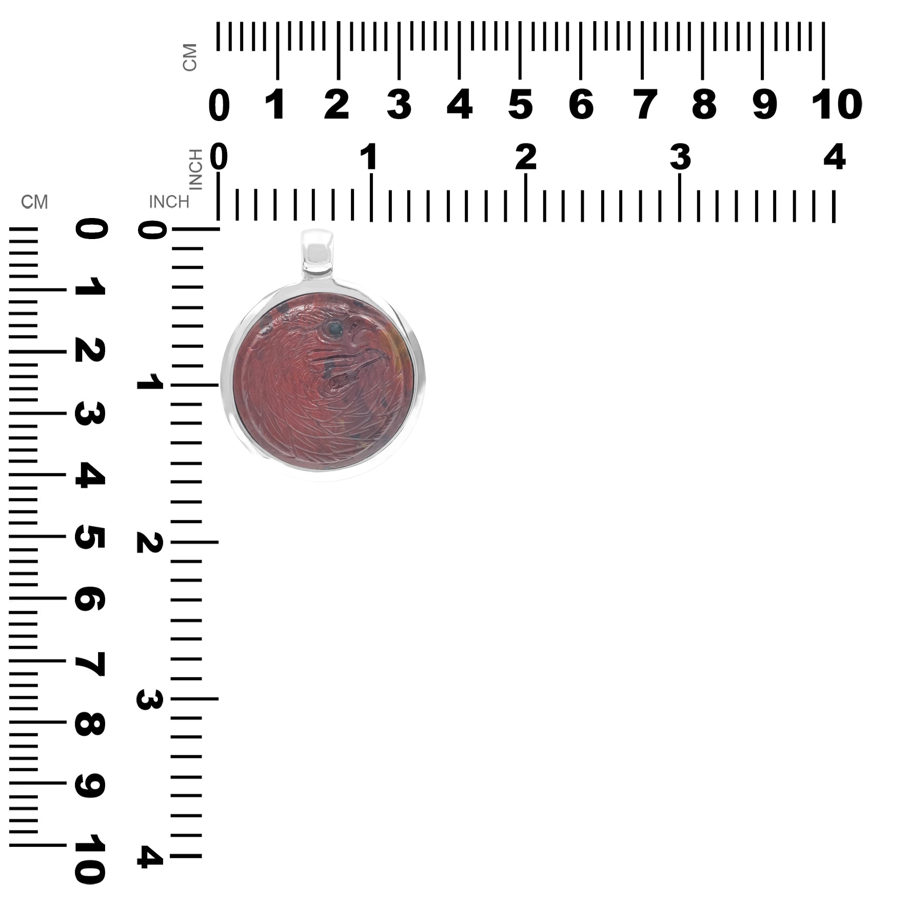 Starborn Jasper Carved Eagle Head Medallion Style Pendant in Sterling Silver